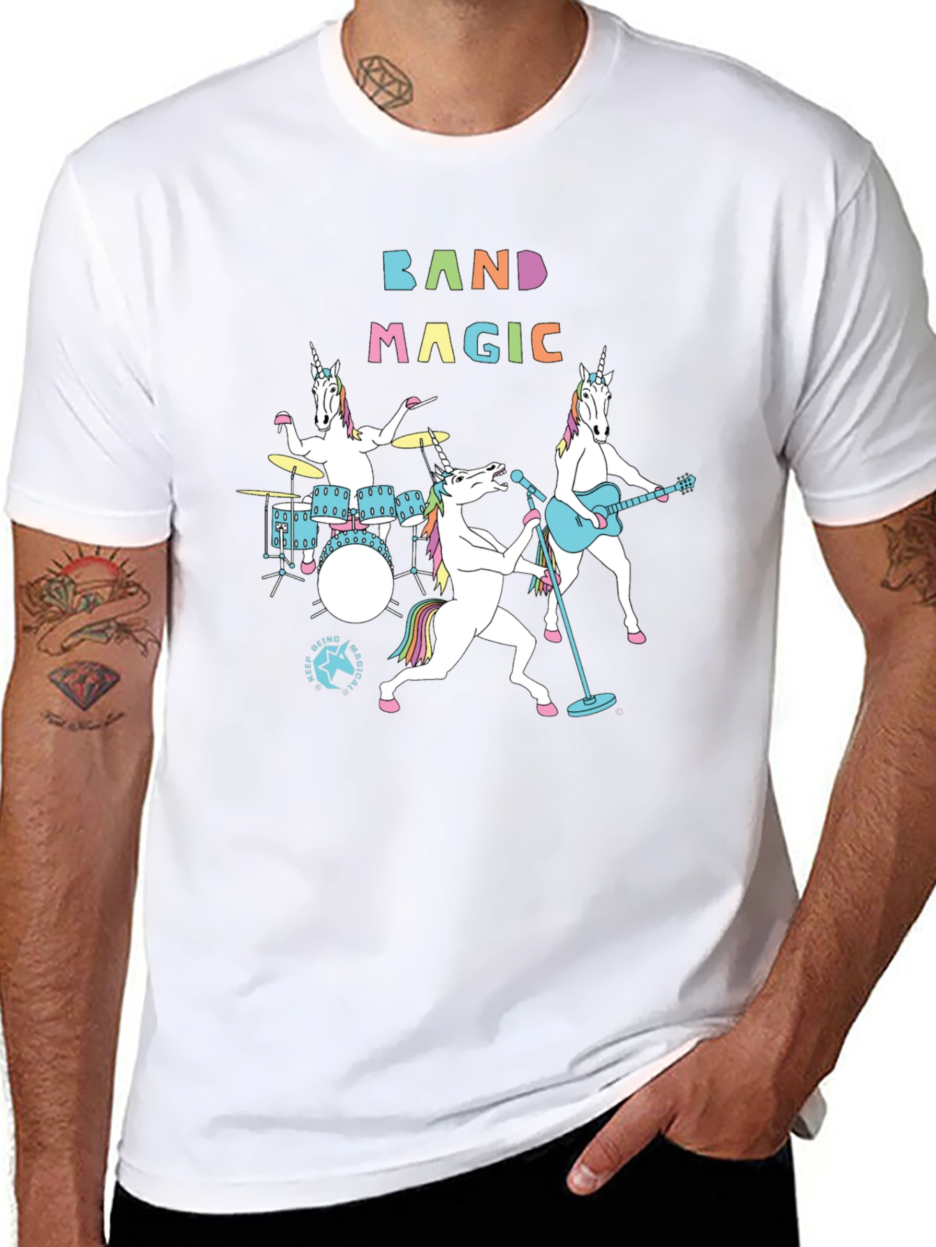 Black Band Magic Unicorn Graphic T-Shirt view 8