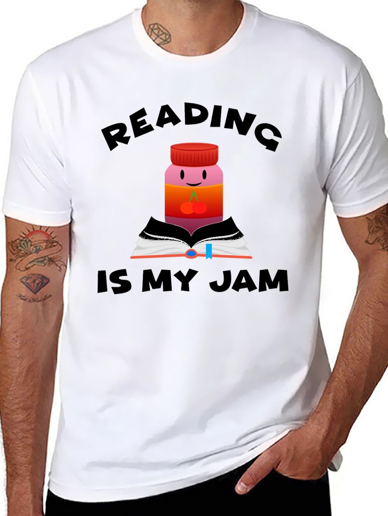 Black Reading is My Jam Funny T-Shirt view 8