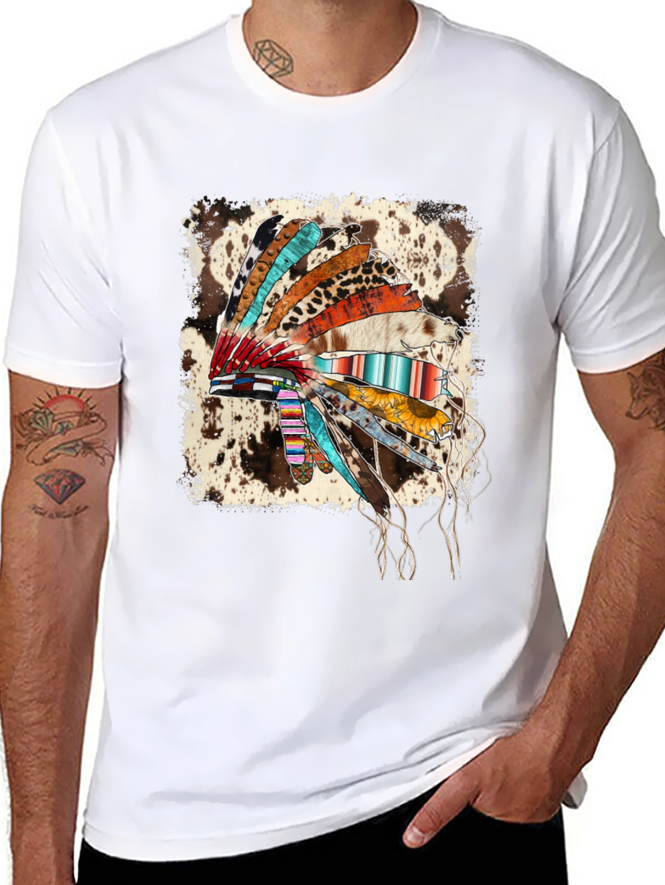 Black Rustic Headdress Graphic Tee - Western Style view 8
