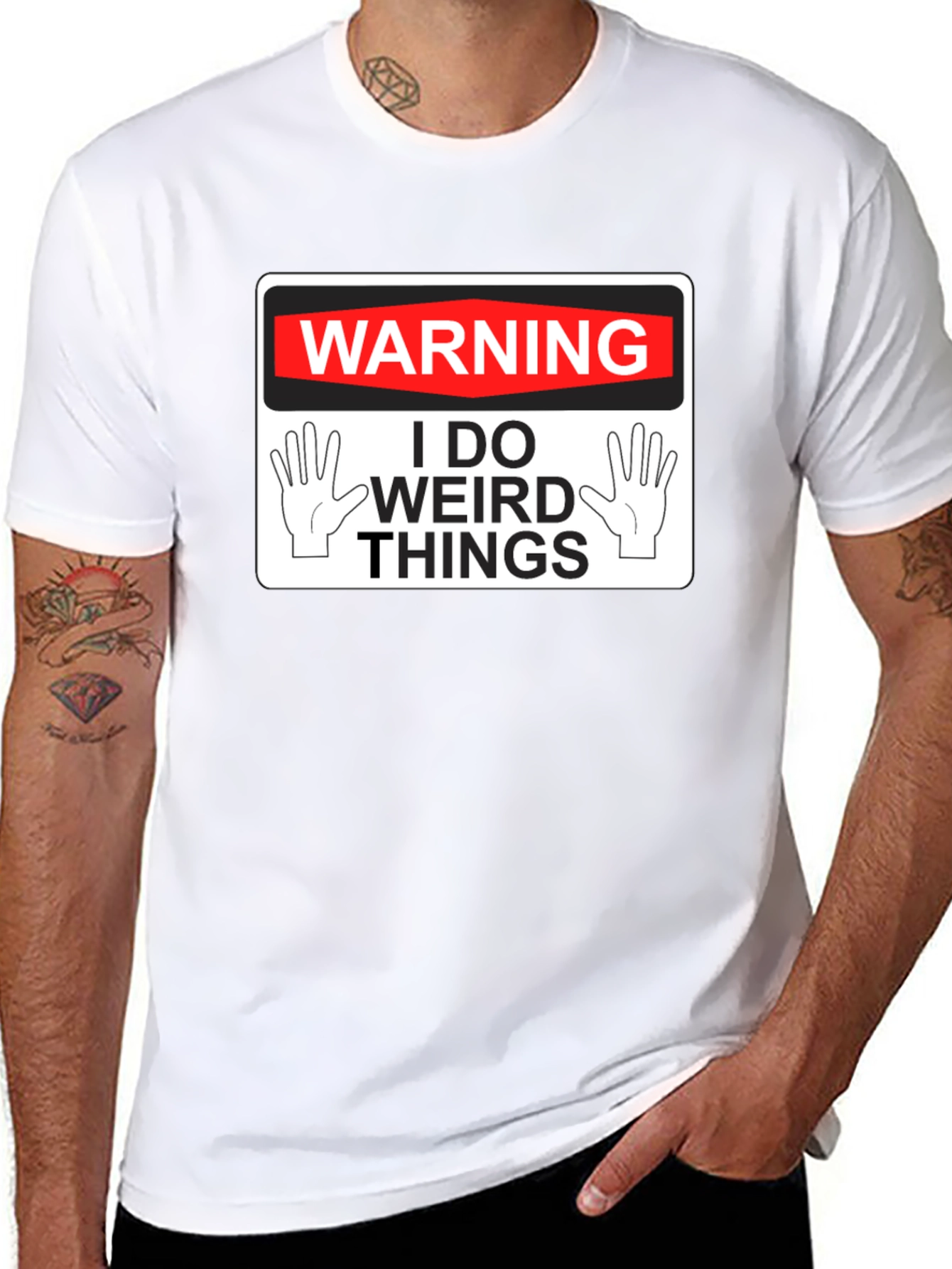 Black Warning: I Do Weird Things - Novelty Graphic T-Shirt view 8