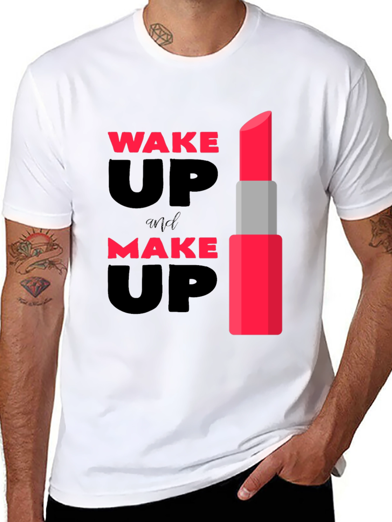 Black Wake Up & Make Up Lipstick Graphic Tee view 8