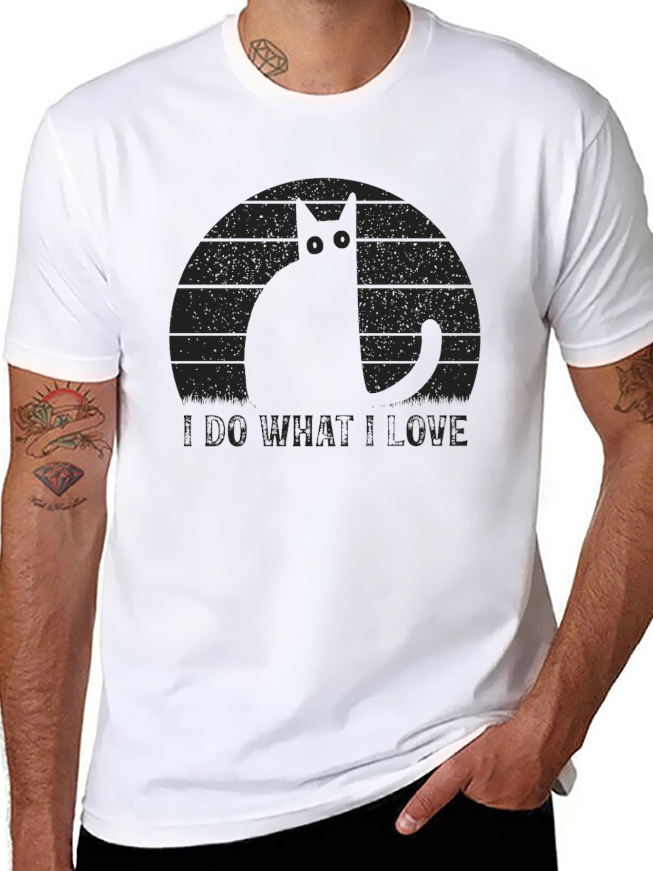Black I Do What I Love Cat Graphic T-Shirt view 8