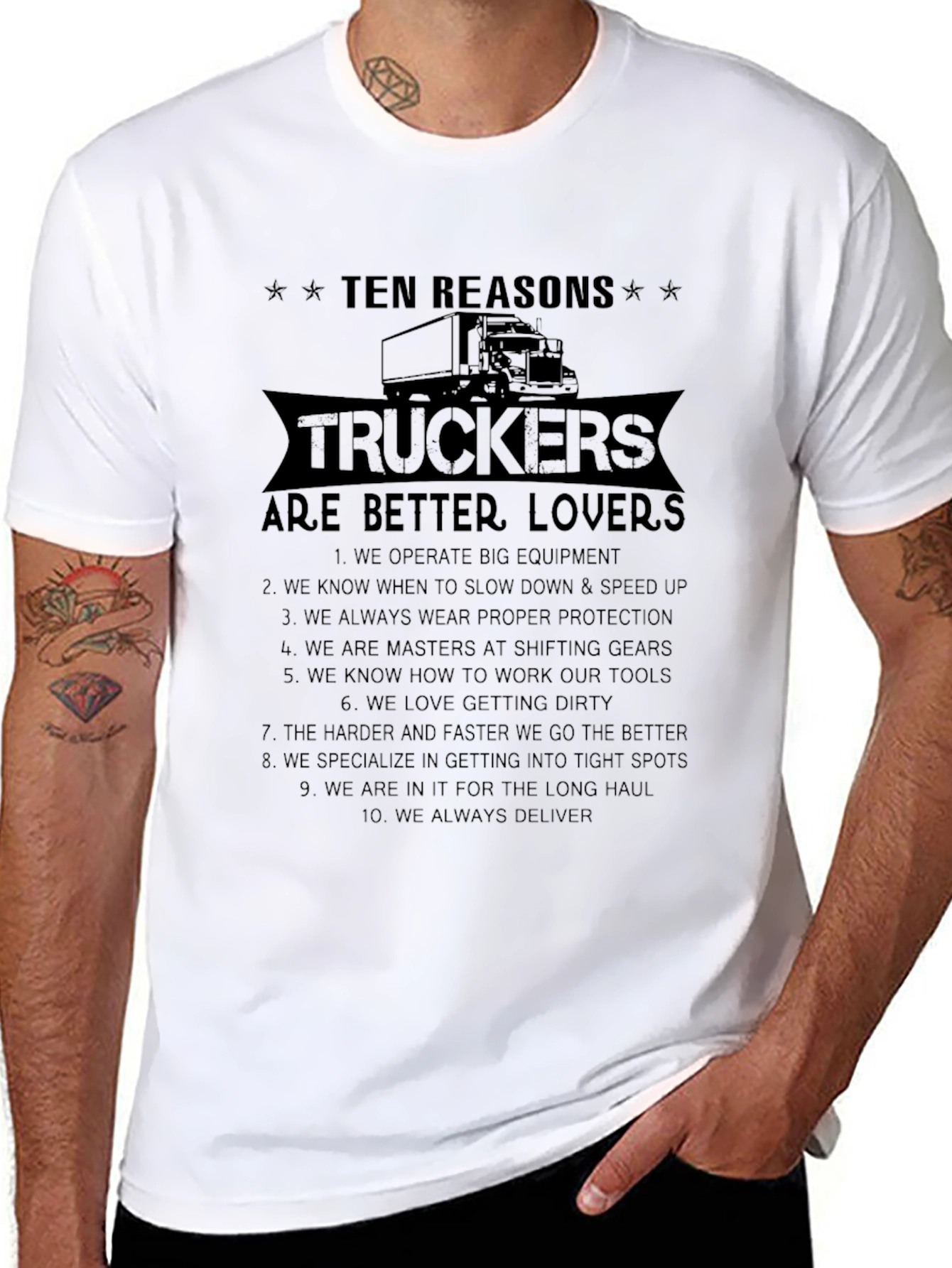 Black Trucker Lover T-Shirt - 10 Reasons view 8