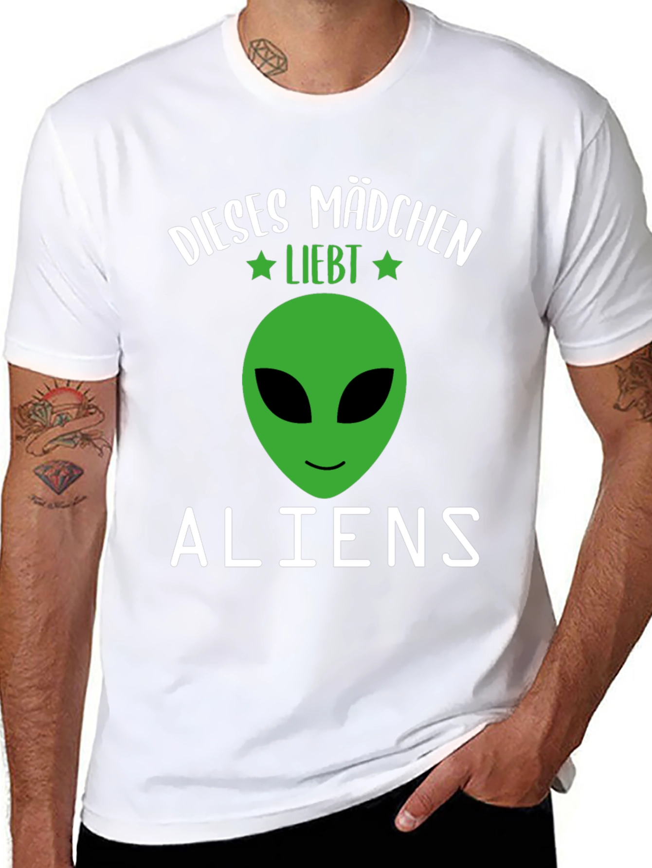 Black This Girl Loves Aliens Graphic T-Shirt view 8