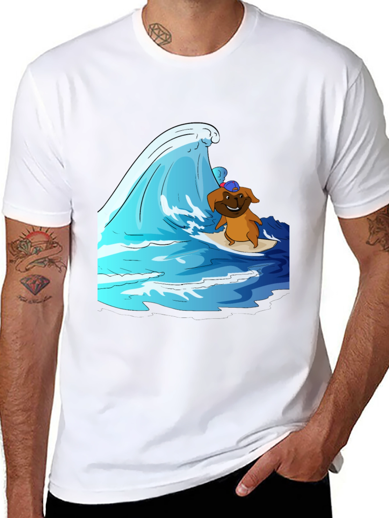 Black Surfing Dog T-Shirt view 8