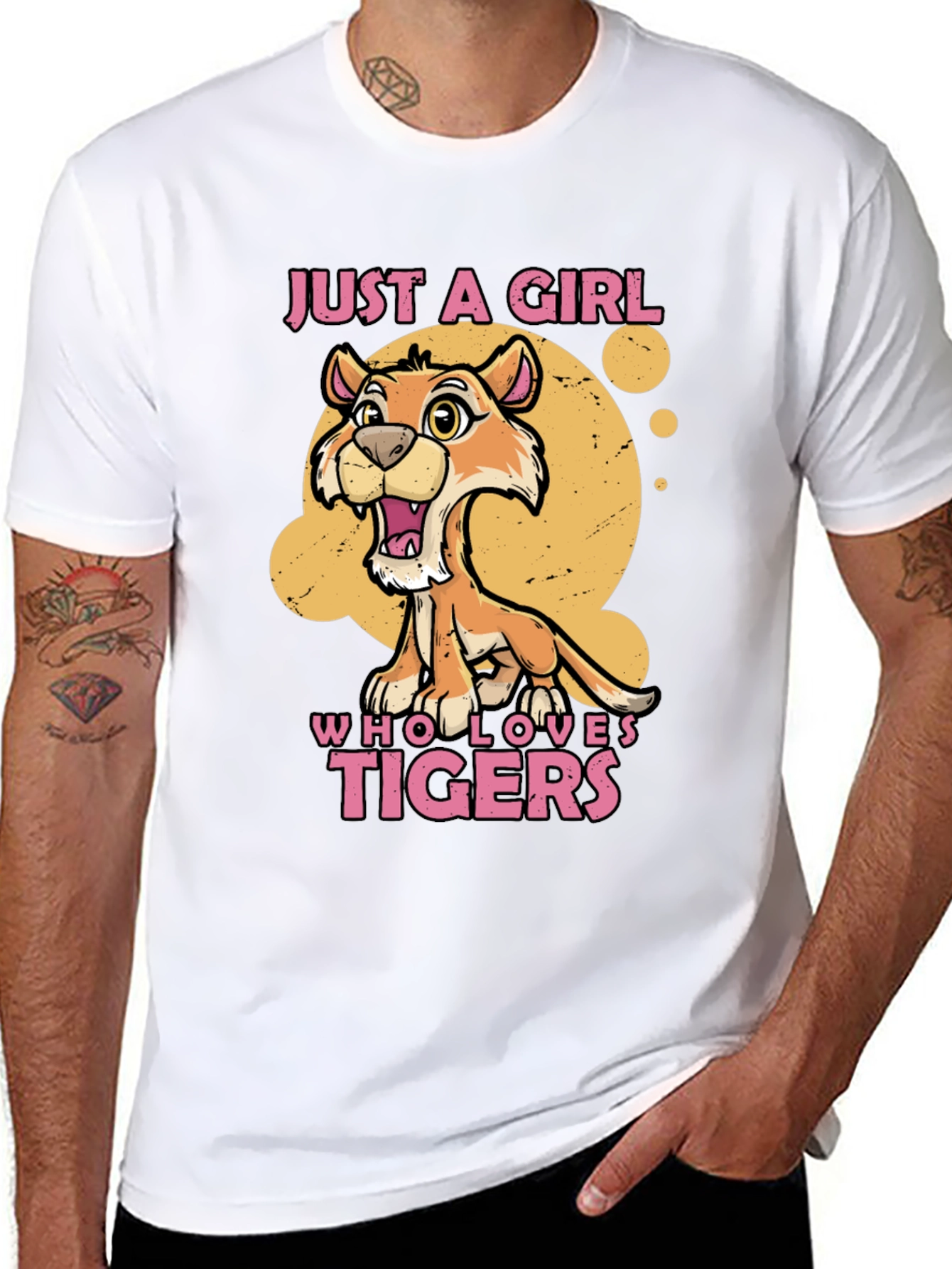 Black Just A Girl Who Loves Tigers T-Shirt view 8