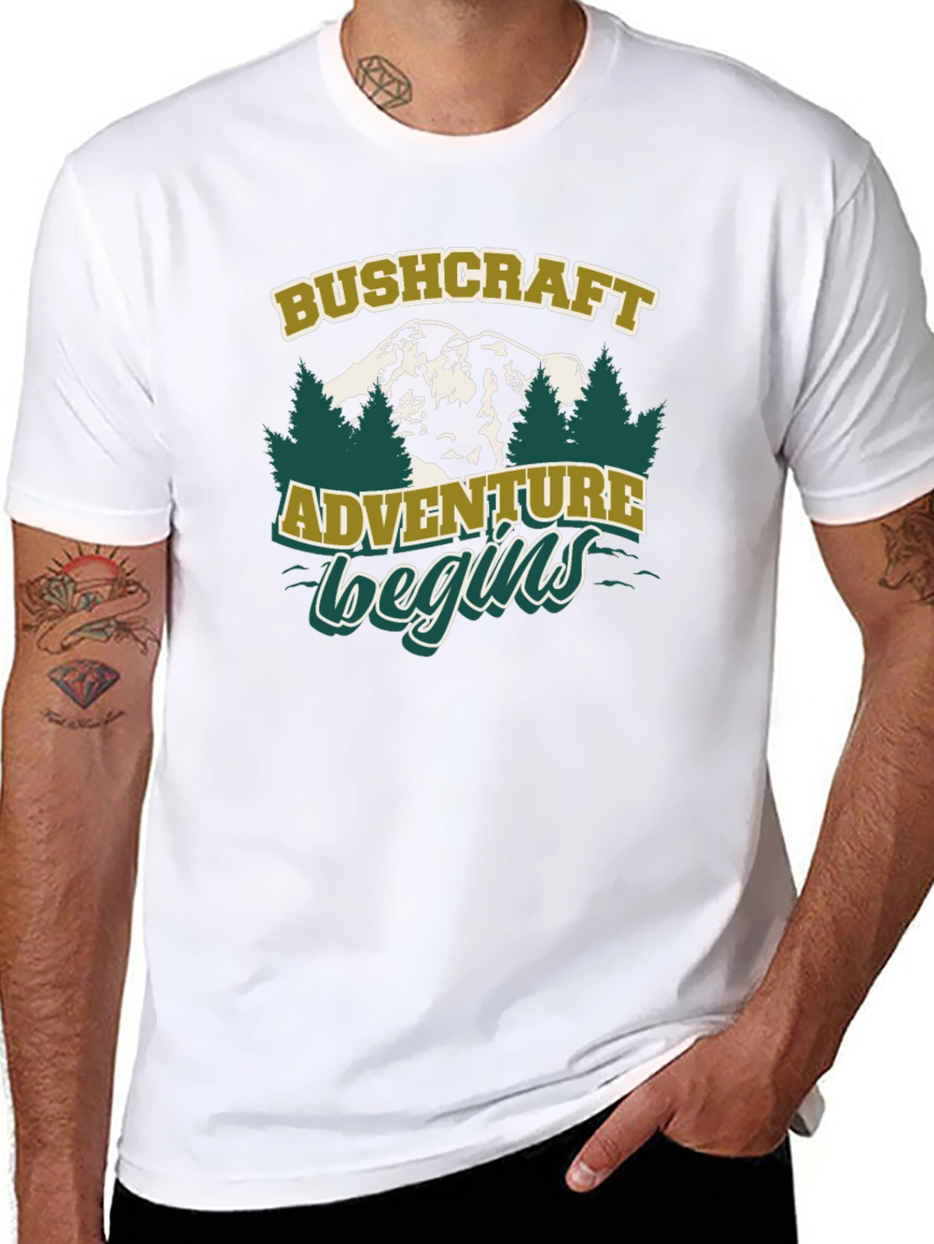 Black Bushcraft Adventure Begins Graphic T-Shirt view 8