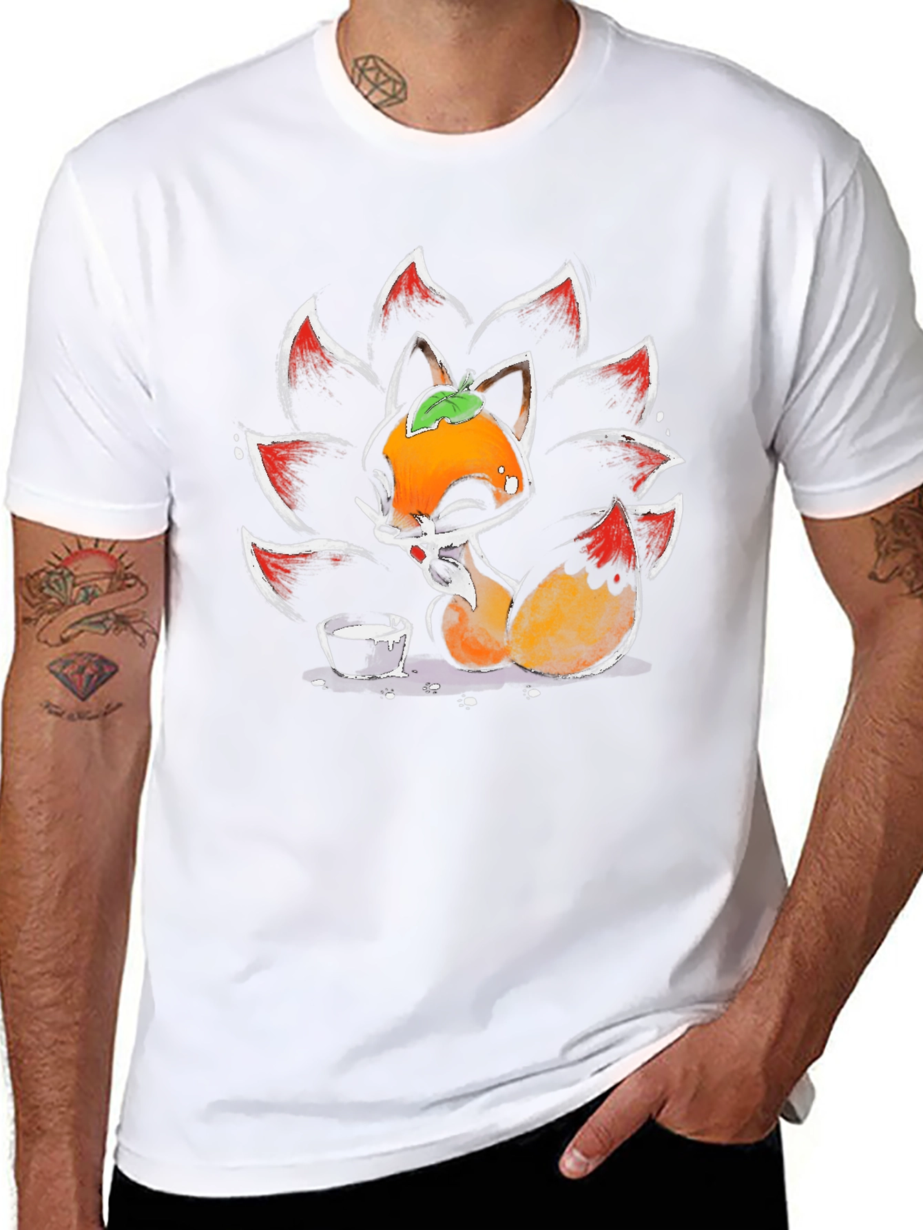 Black Nine-Tailed Fox Graphic Tee view 8
