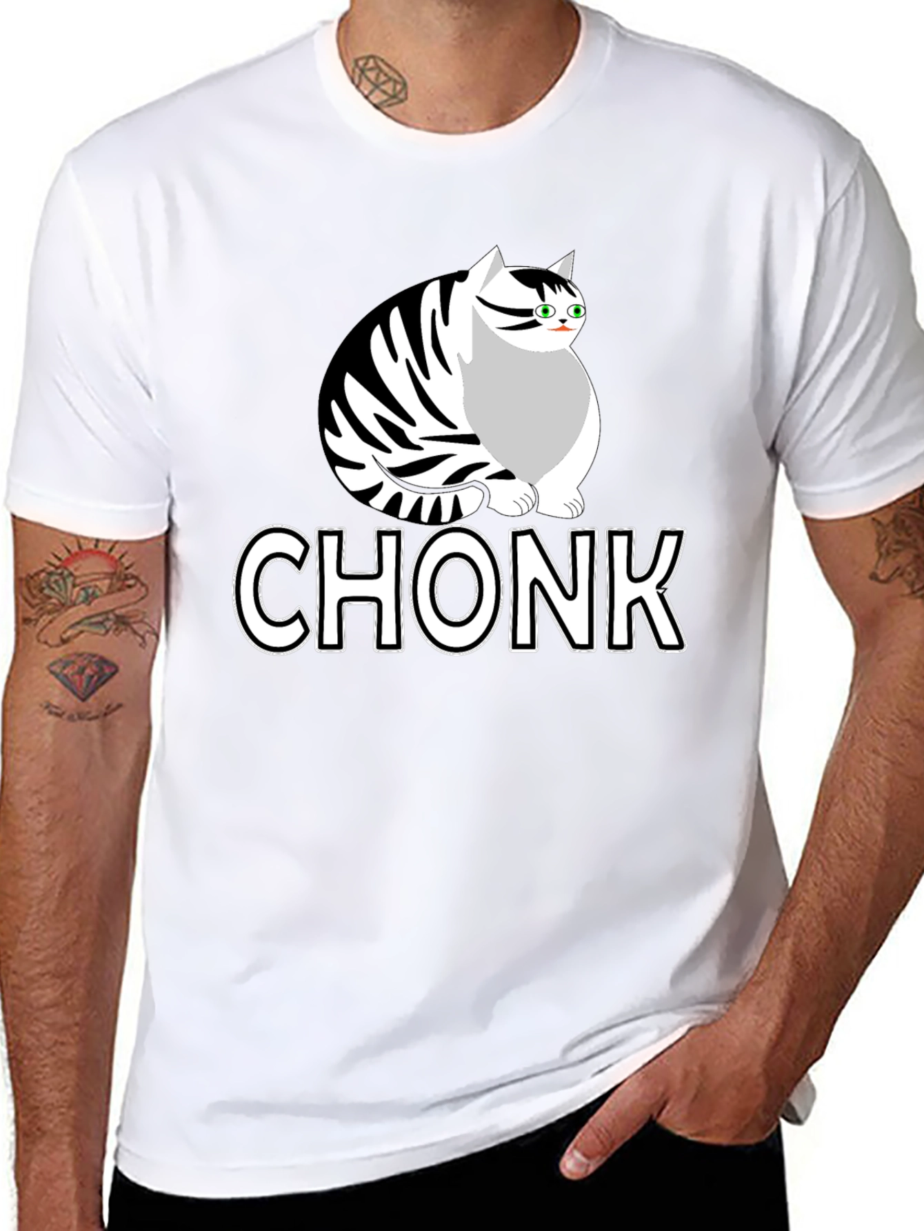 Black Chonk Cat Graphic T-Shirt - Funny Cat Lover Tee view 8