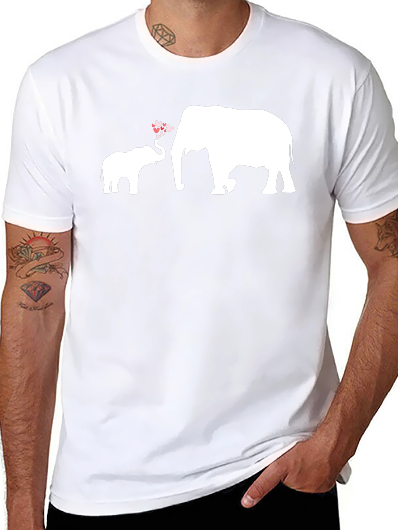 Black Elephant Love T-Shirt - Heartwarming Design view 8