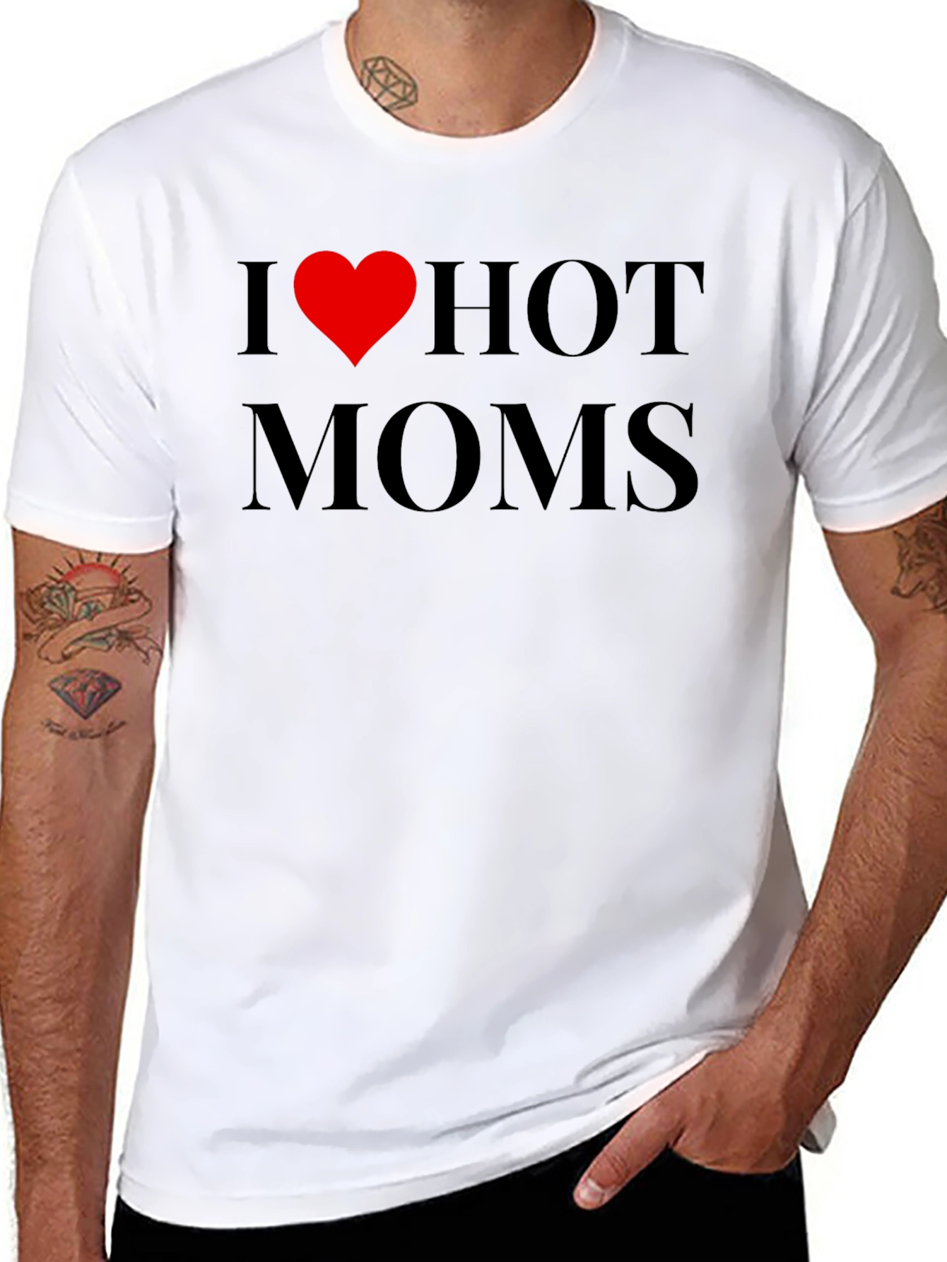 Black I Heart Hot Moms Graphic Tee - Adult Humor Novelty T-Shirt view 8