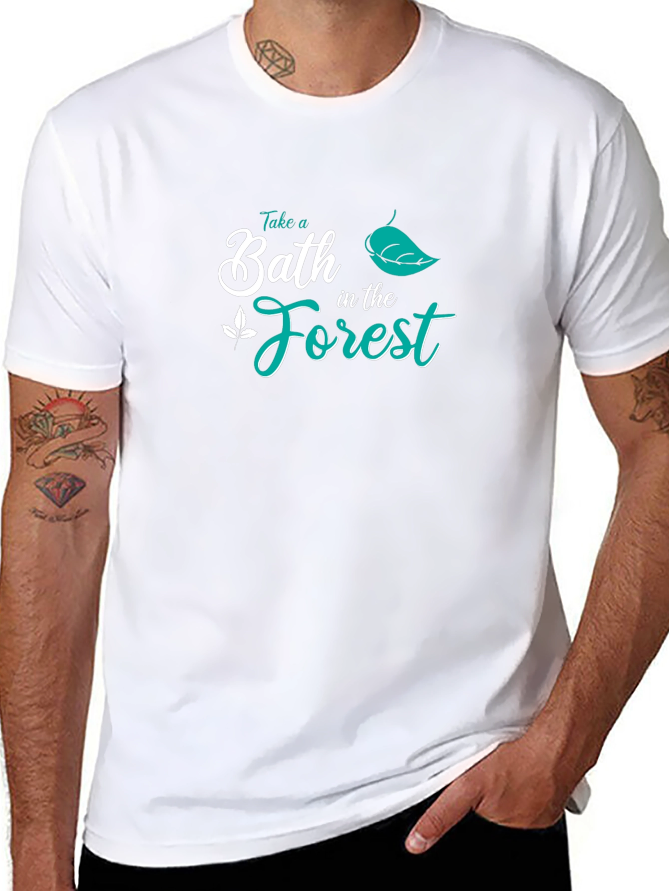 Black Take a Bath in the Forest Graphic Tee view 8
