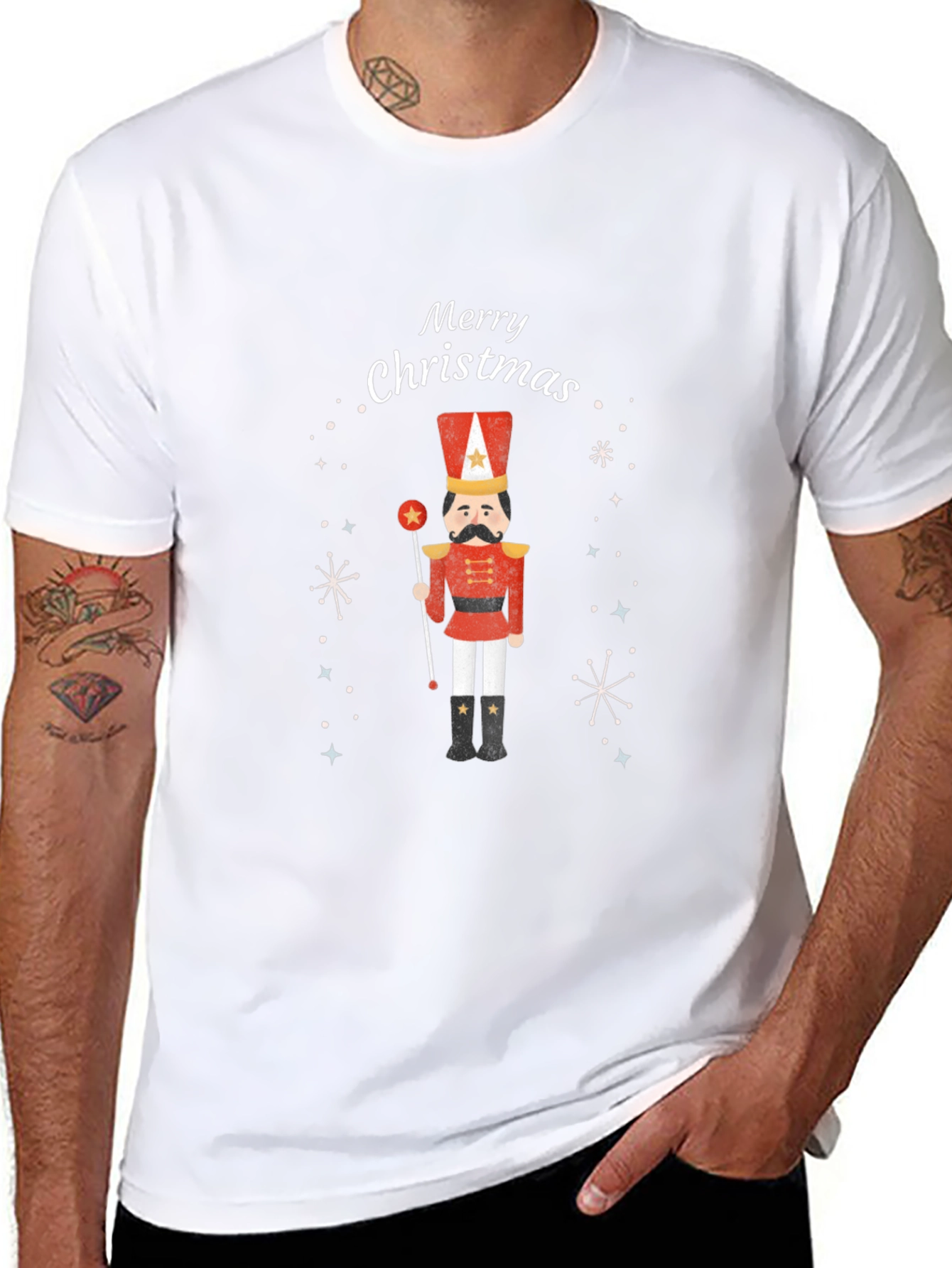 Black Merry Christmas Nutcracker T-Shirt view 8