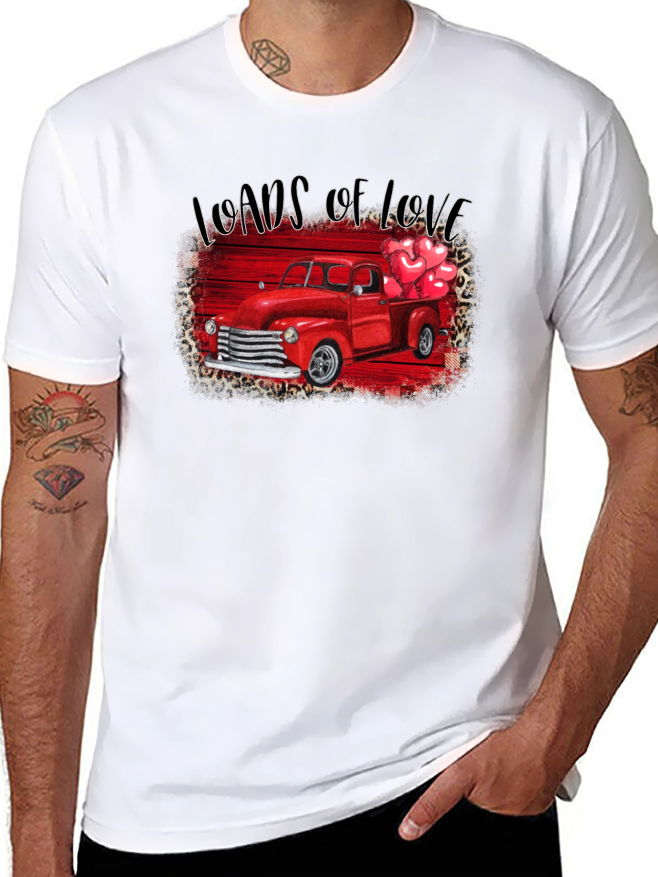 Black Loads of Love Valentine's Truck T-Shirt view 8