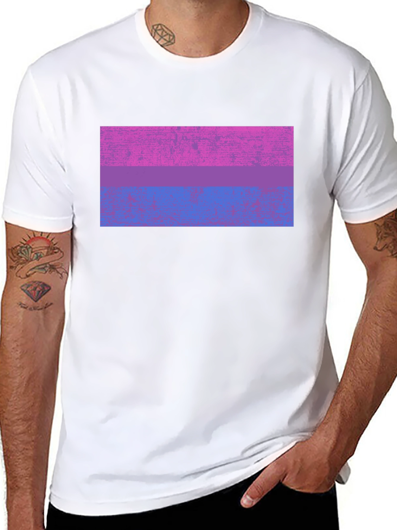 Black Bisexual Pride Flag Graphic Tee - Black Cotton Blend view 8