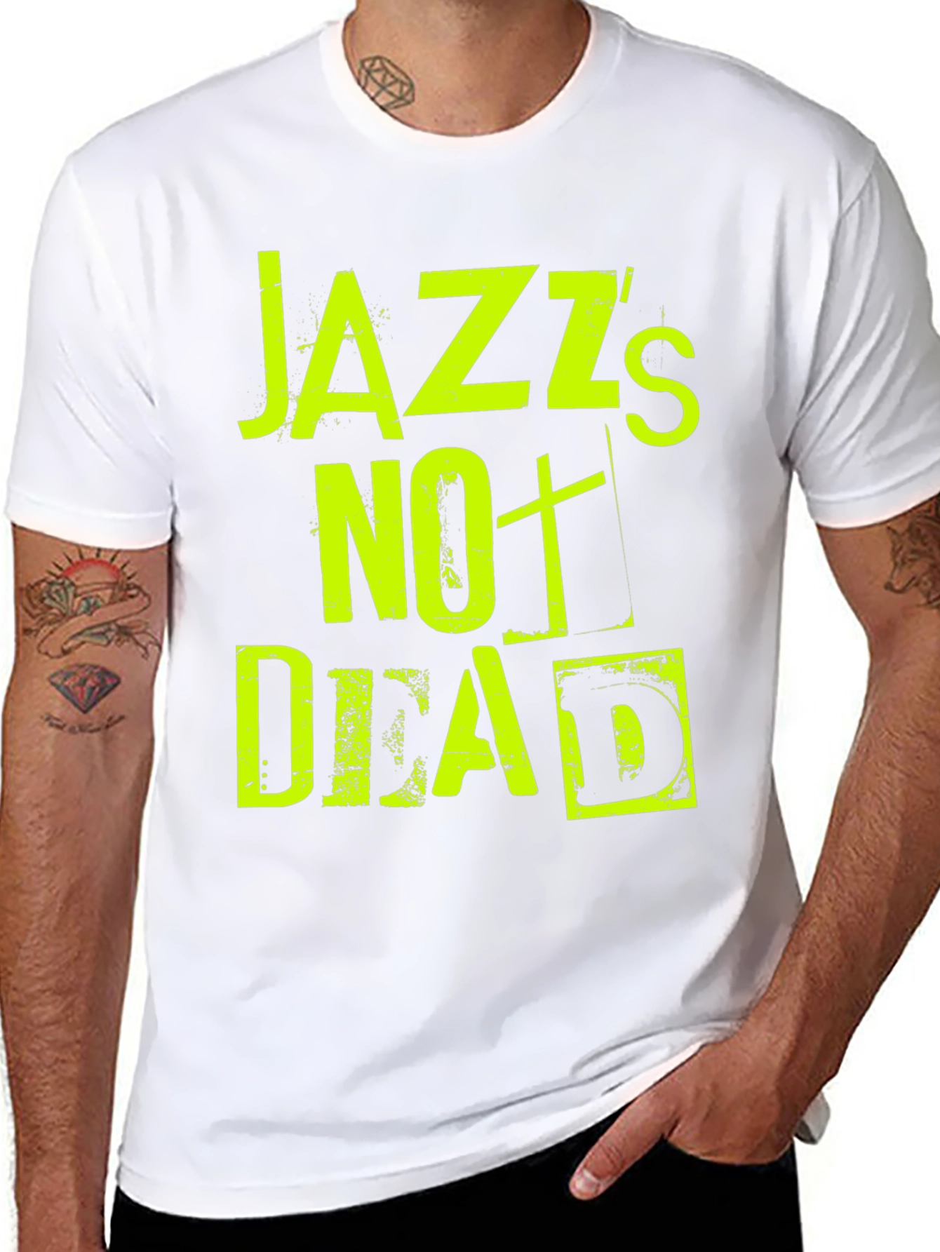Black Jazz's Not Dead Graphic Tee - Black Cotton T-Shirt view 8