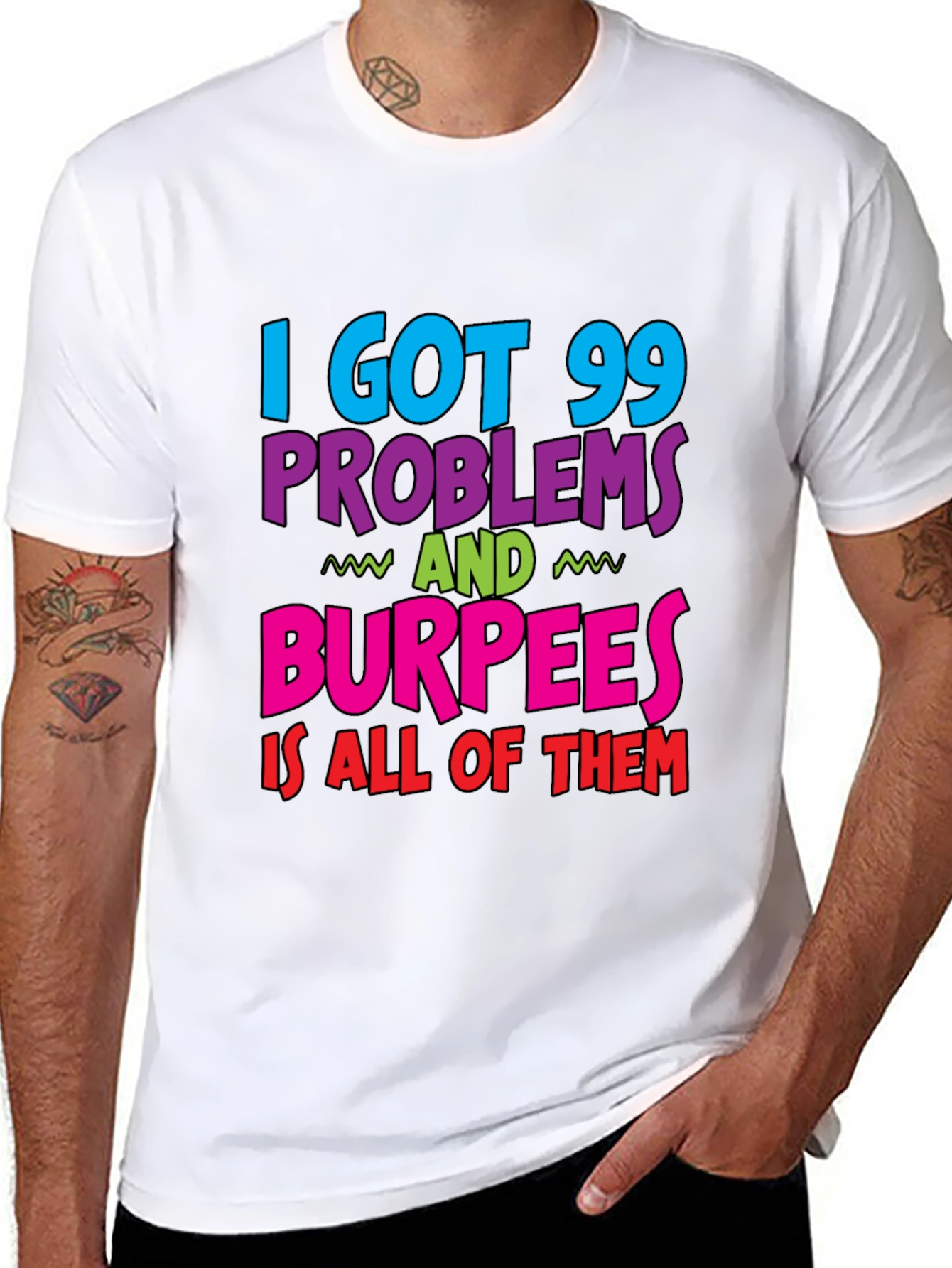 Black 99 Problems Burpees T-Shirt Funny Workout view 8