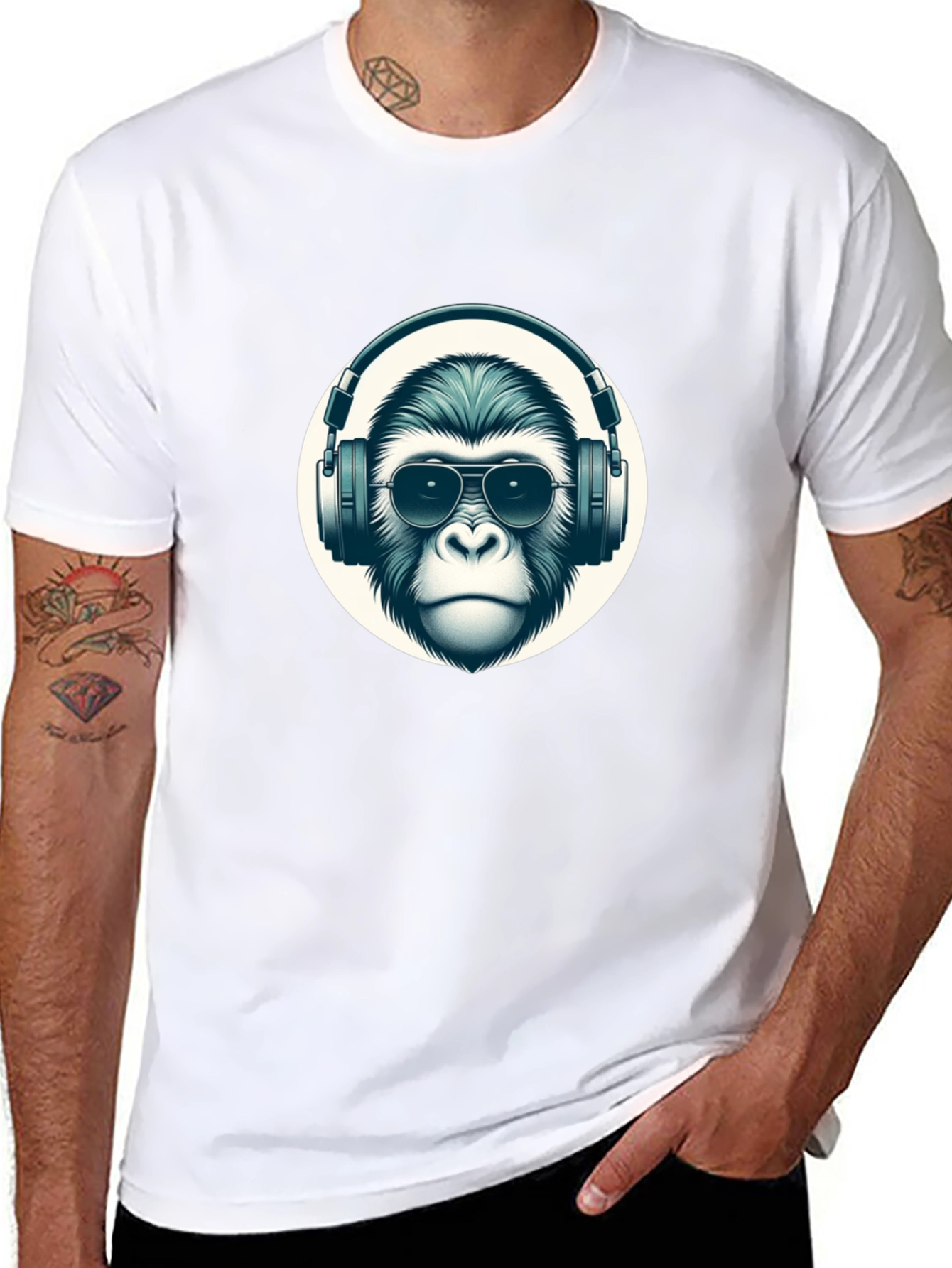Black Cool Ape Graphic Tee - Black Cotton T-Shirt view 8