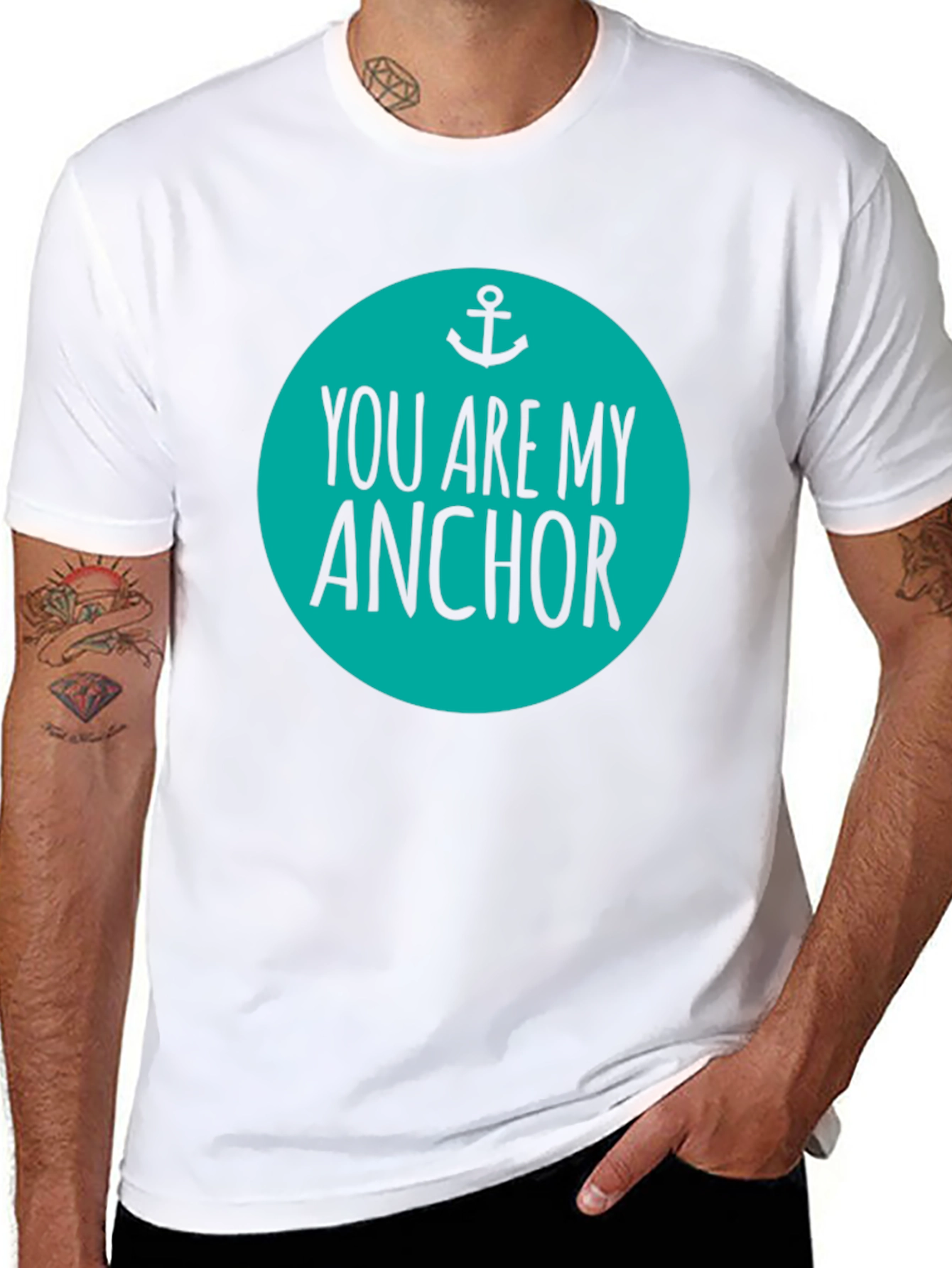 Black You Are My Anchor Graphic Tee - Men's Black Cotton Blend view 8