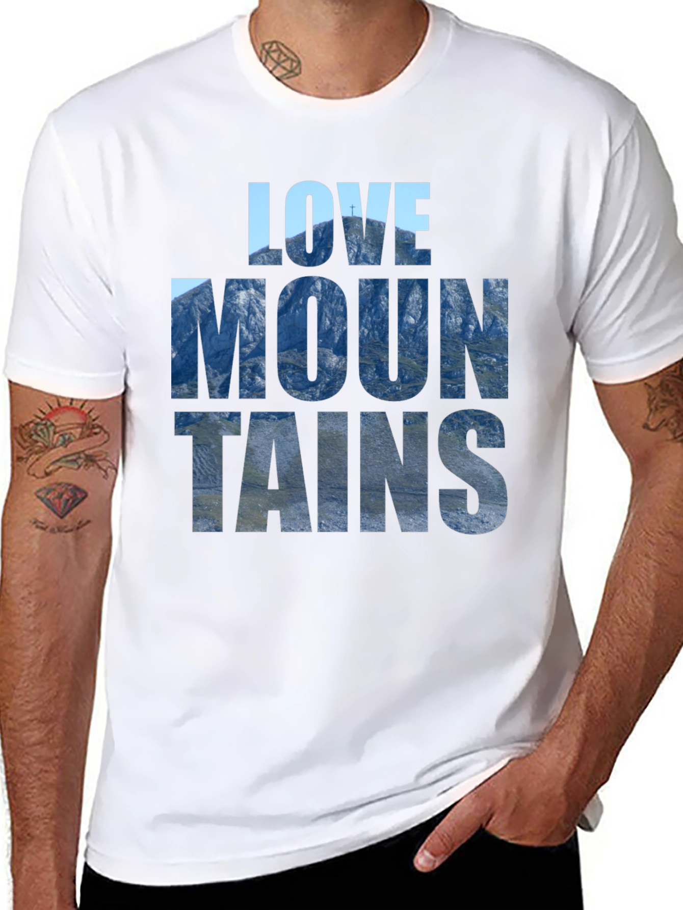 Black Love Mountains Graphic Tee - Nature Inspired Black T-Shirt view 8
