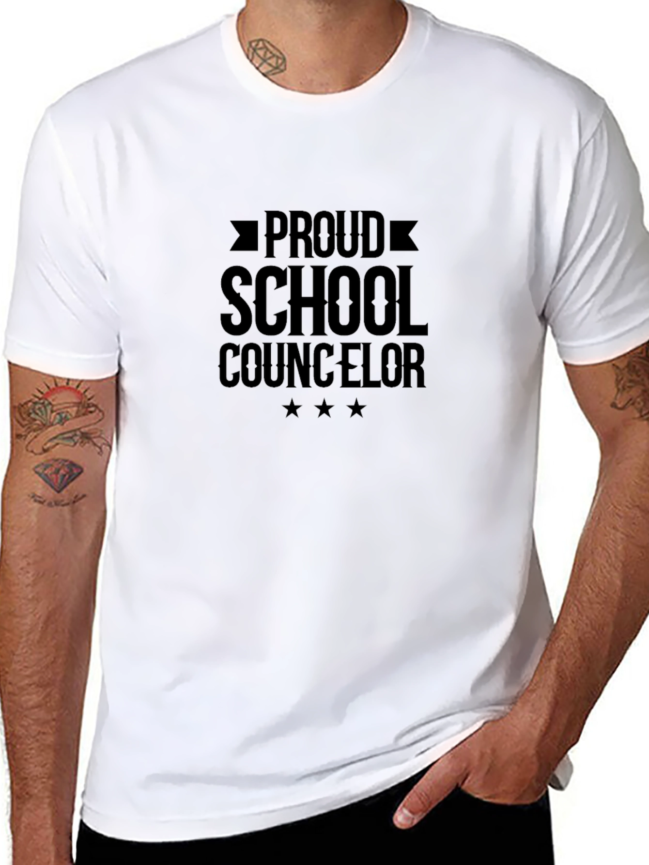 Black Proud School Counselor Black T-Shirt view 8
