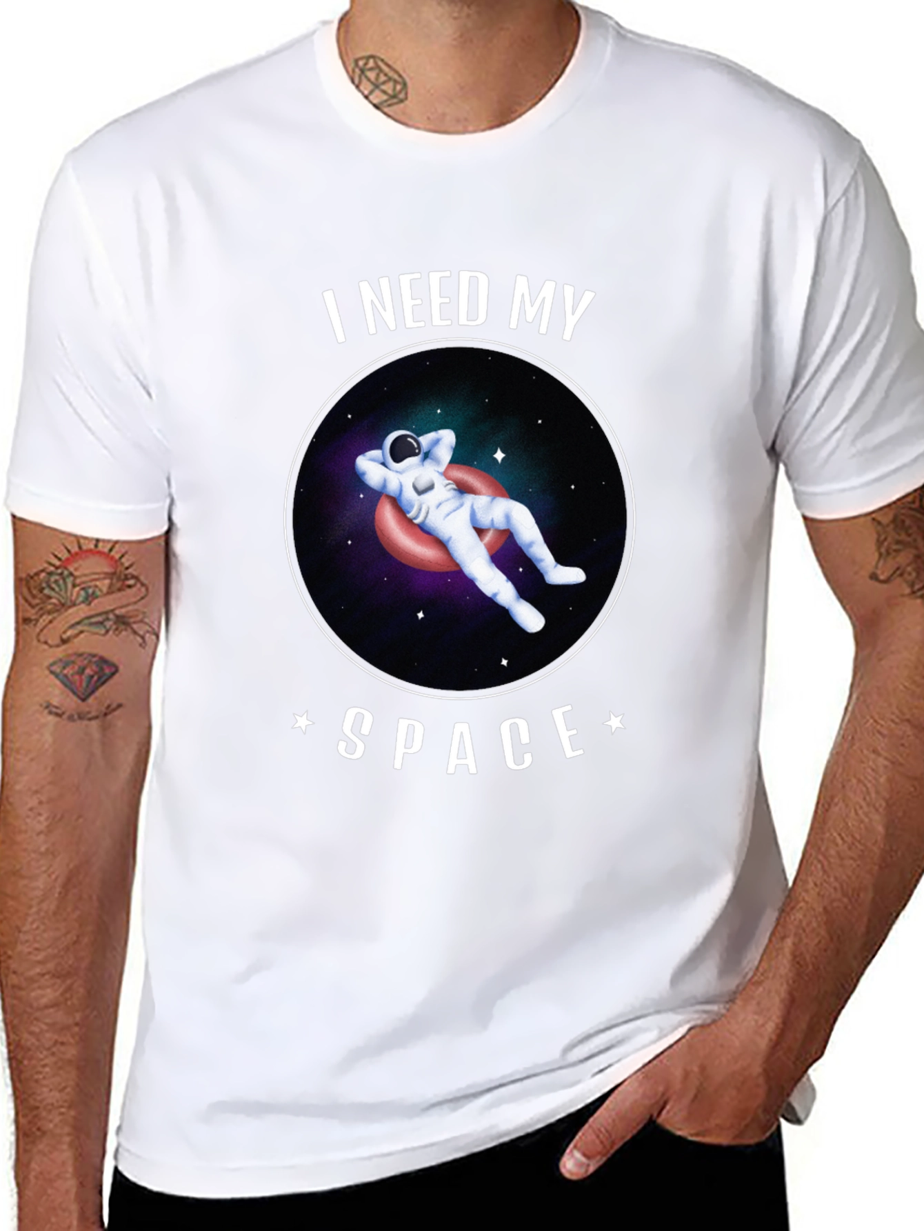 Black I Need My Space Astronaut Graphic T-Shirt view 8