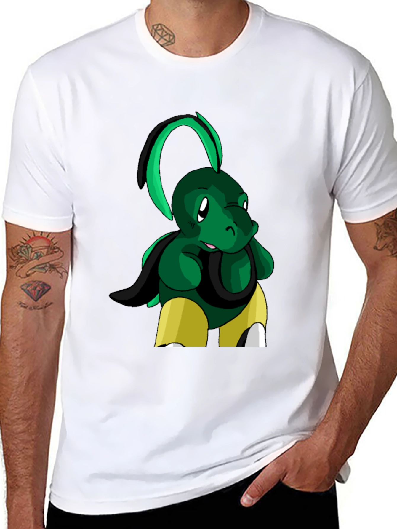 Black Cool Turtle Cartoon Graphic Black T-Shirt view 8