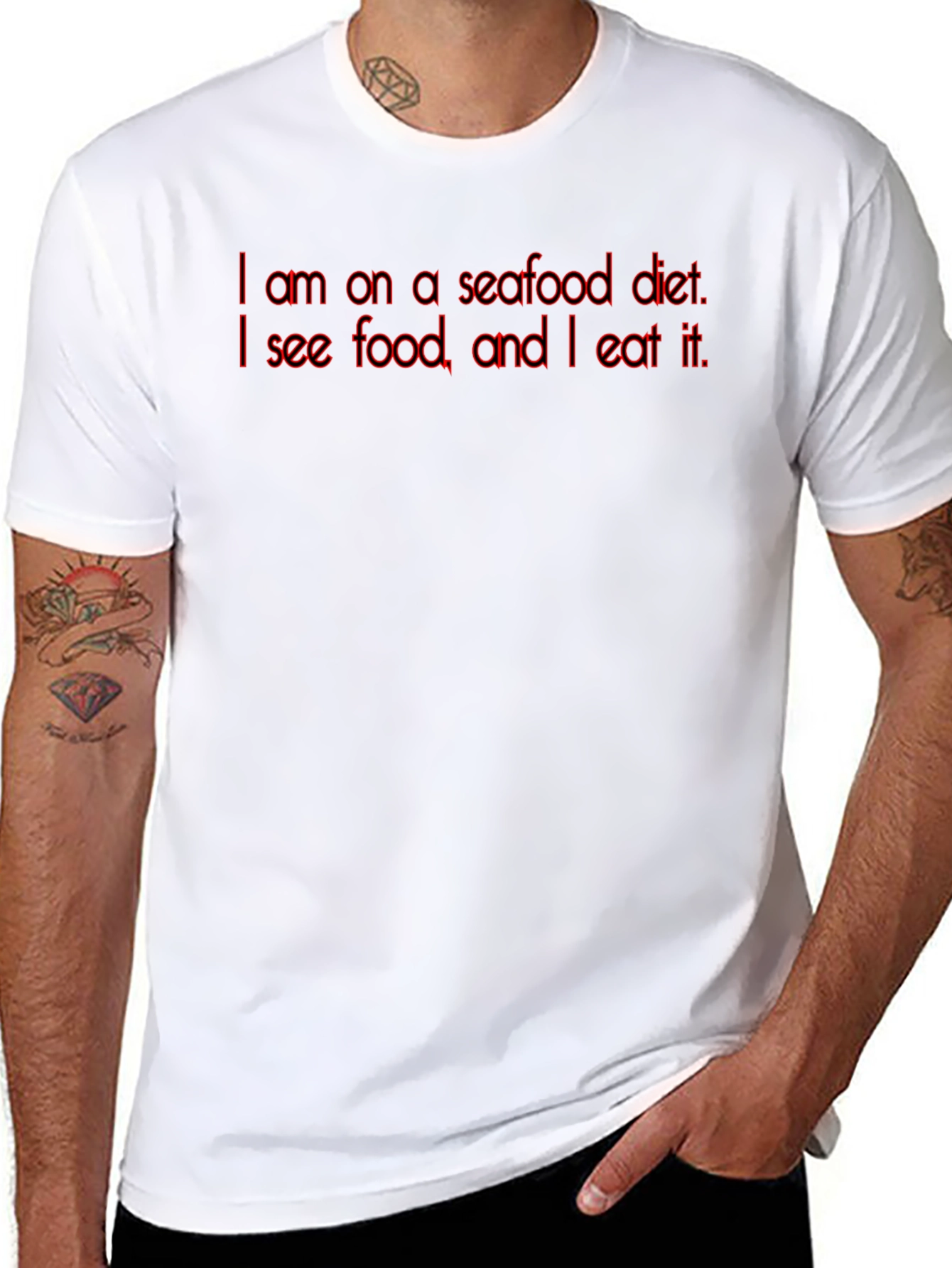 Black Seafood Diet Funny T-Shirt view 8