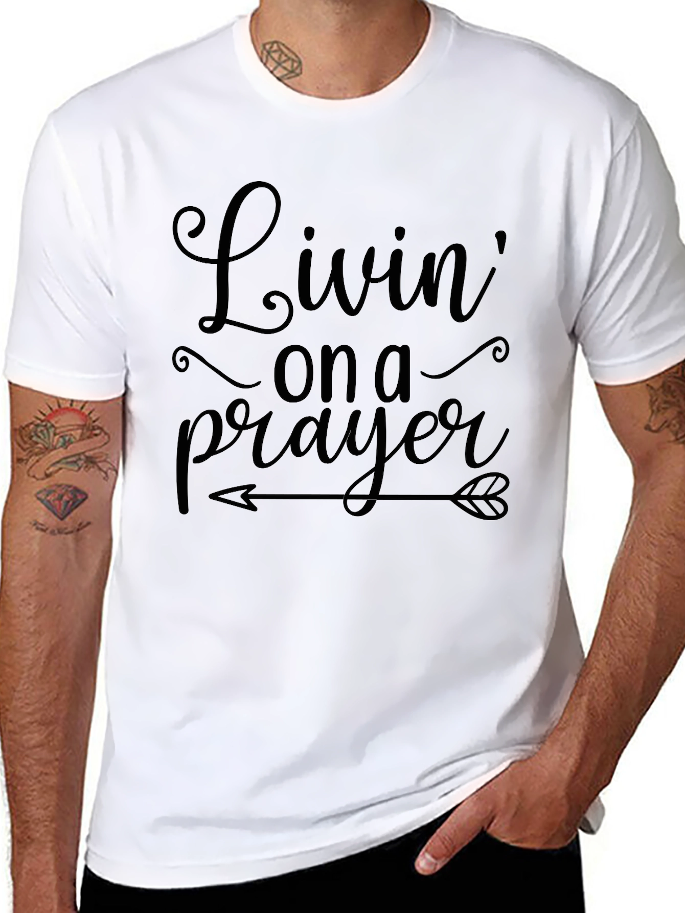 Black Livin' on a Prayer Graphic T-Shirt - Soft Cotton Tee view 8
