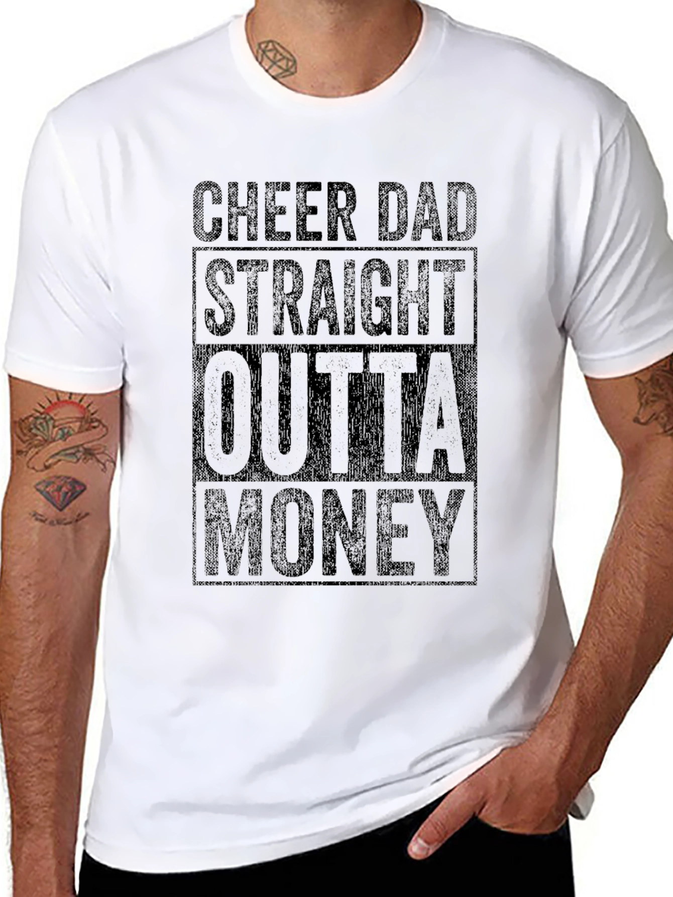 Cheer Dad Straight Outta Money Black Tee - 8