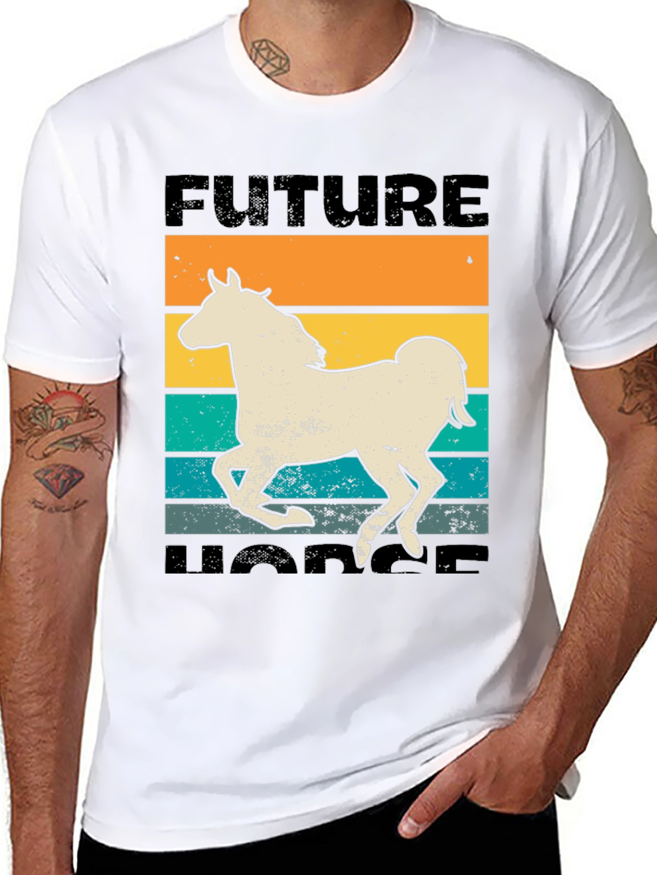 Black Future Horse T-Shirt - Retro Equestrian Design view 8