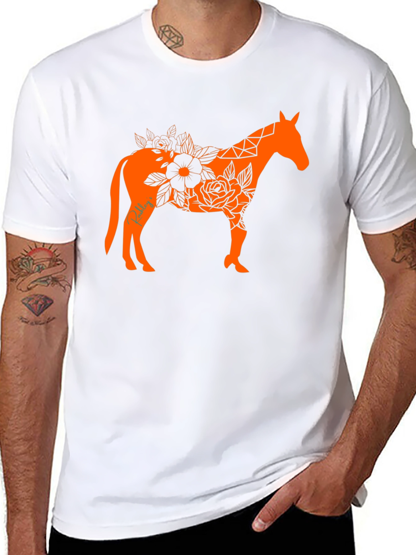 Black Floral Horse Graphic Tee view 8