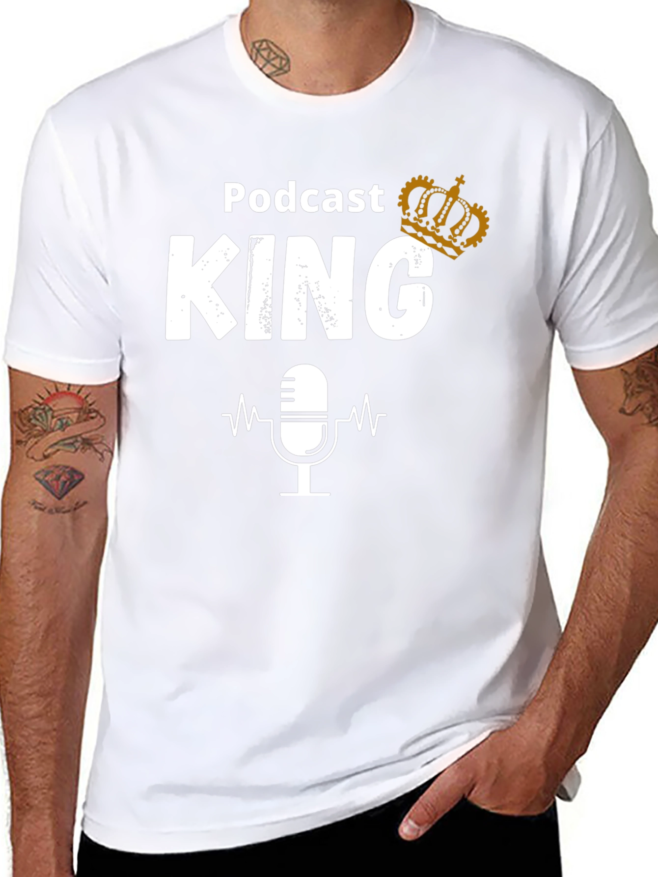 Black Podcast King T-Shirt: Microphone Graphic Tee view 8