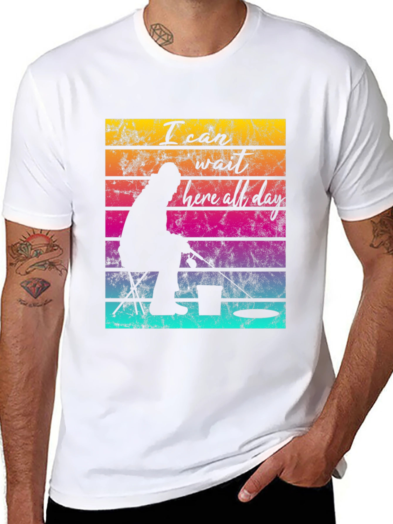 Black Fishing T-Shirt - I Can Wait Here All Day view 8