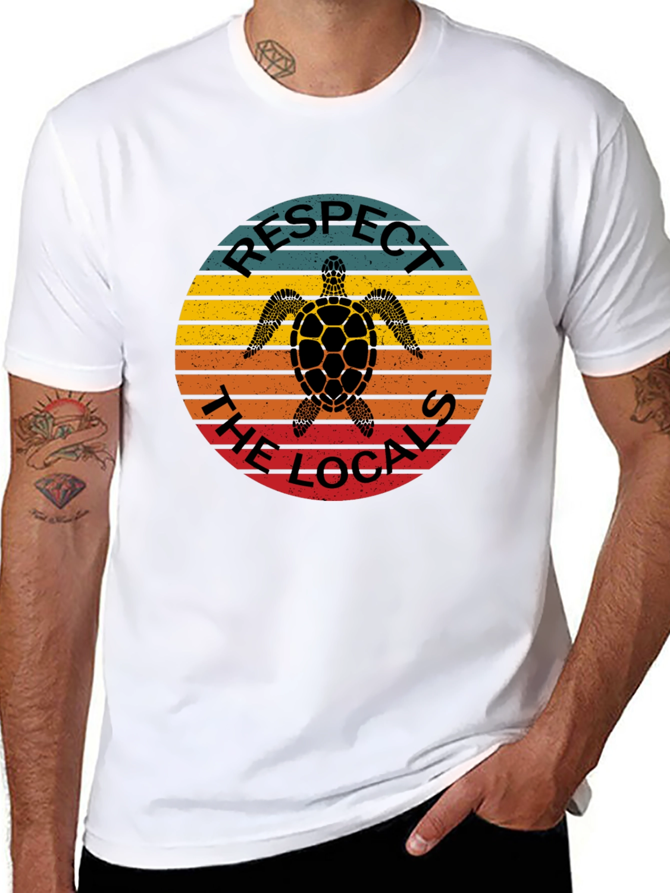 Black Respect the Locals Turtle T-Shirt - Black view 8