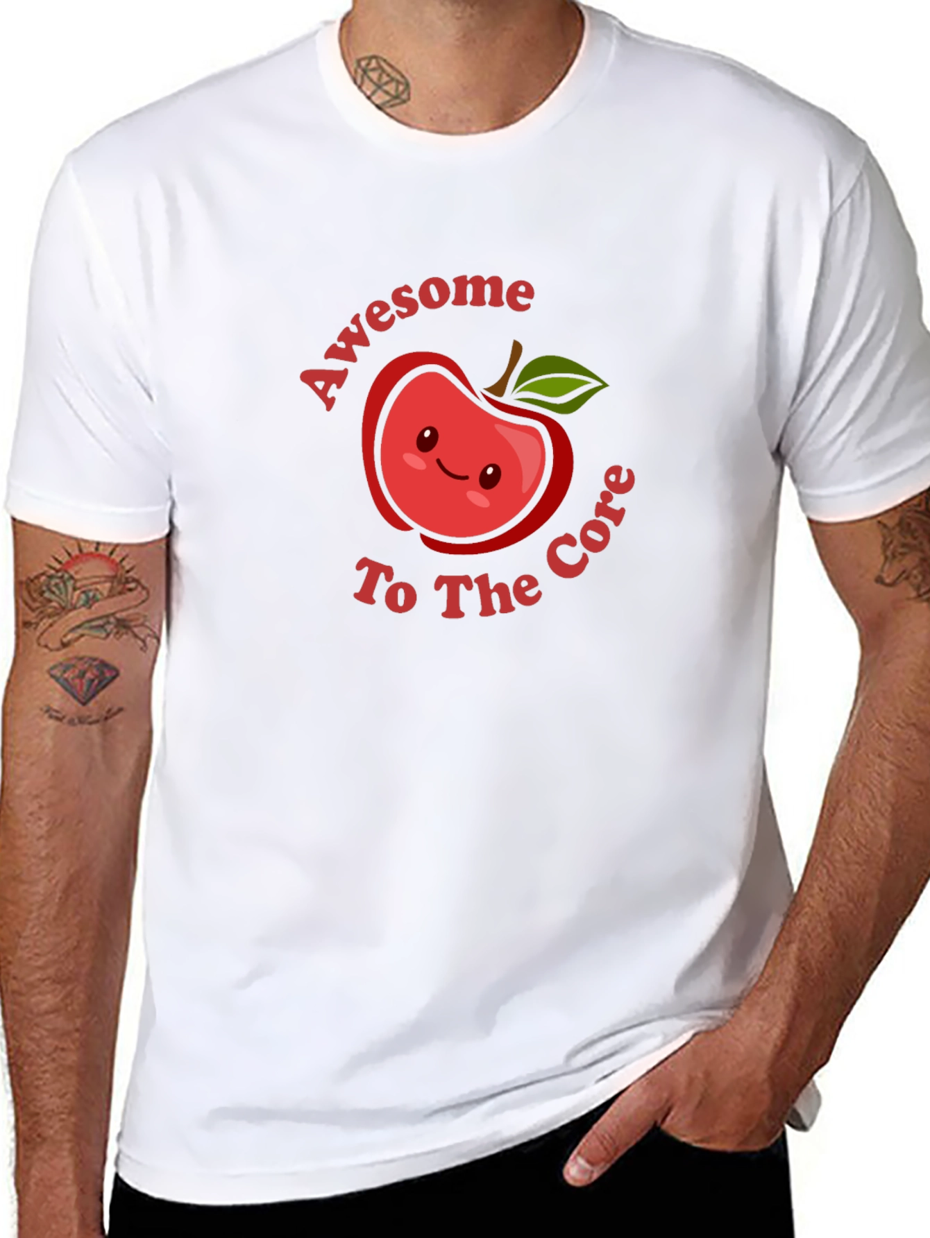 Black Awesome To The Core Apple Graphic T-Shirt view 8