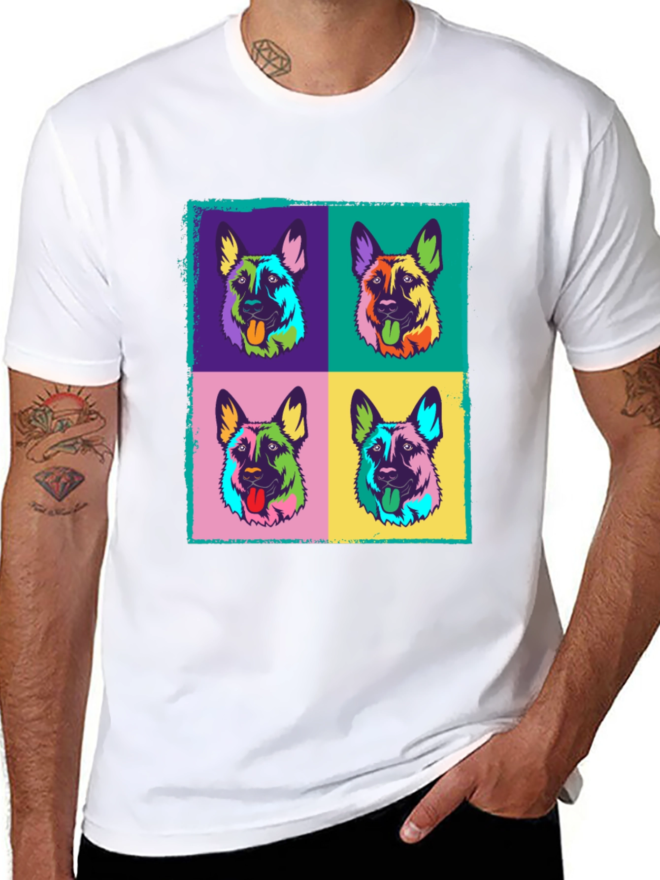 Black Pop Art Dog Print T-Shirt view 8