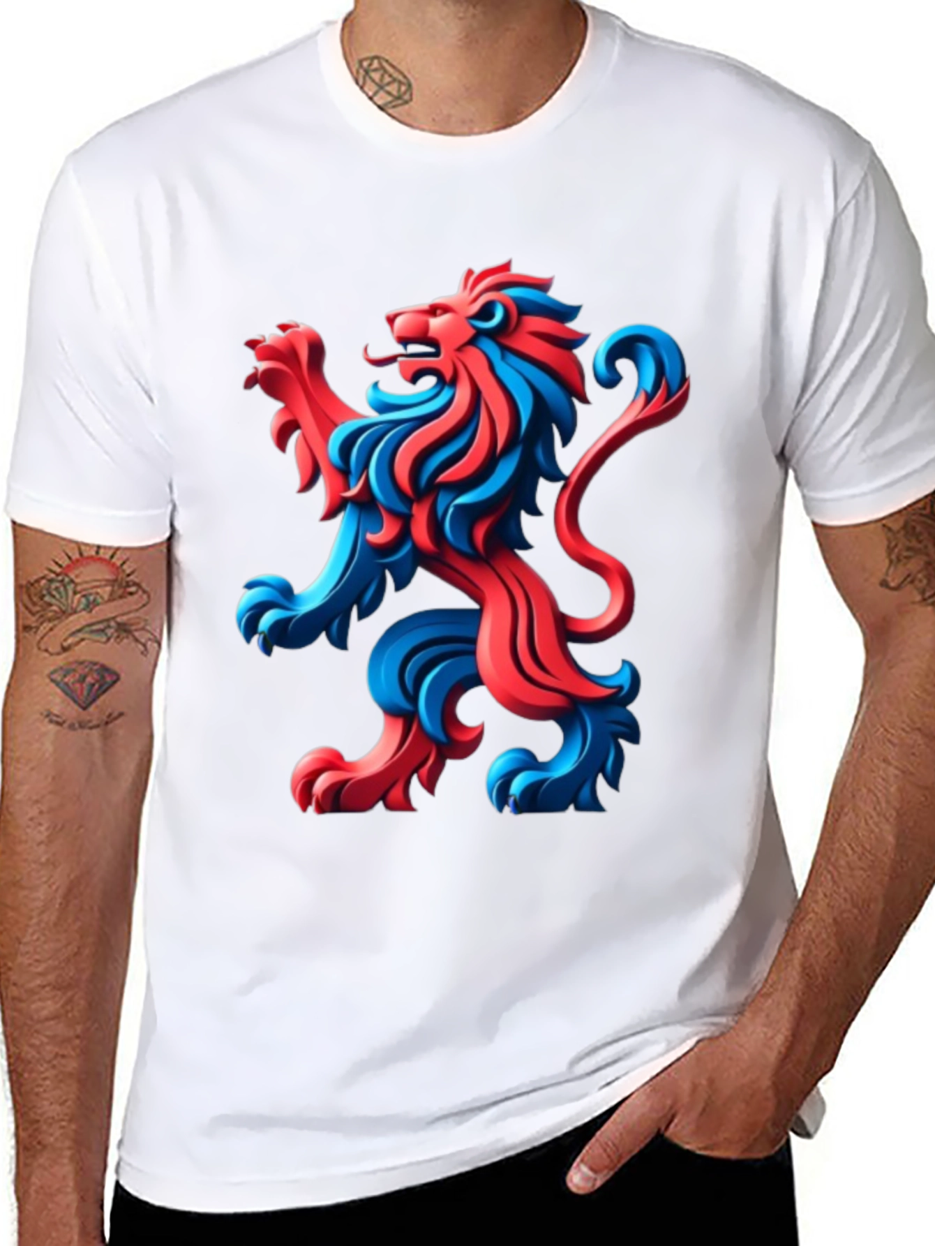 Black Bold Lion Graphic Tee - Black Cotton T-Shirt view 8