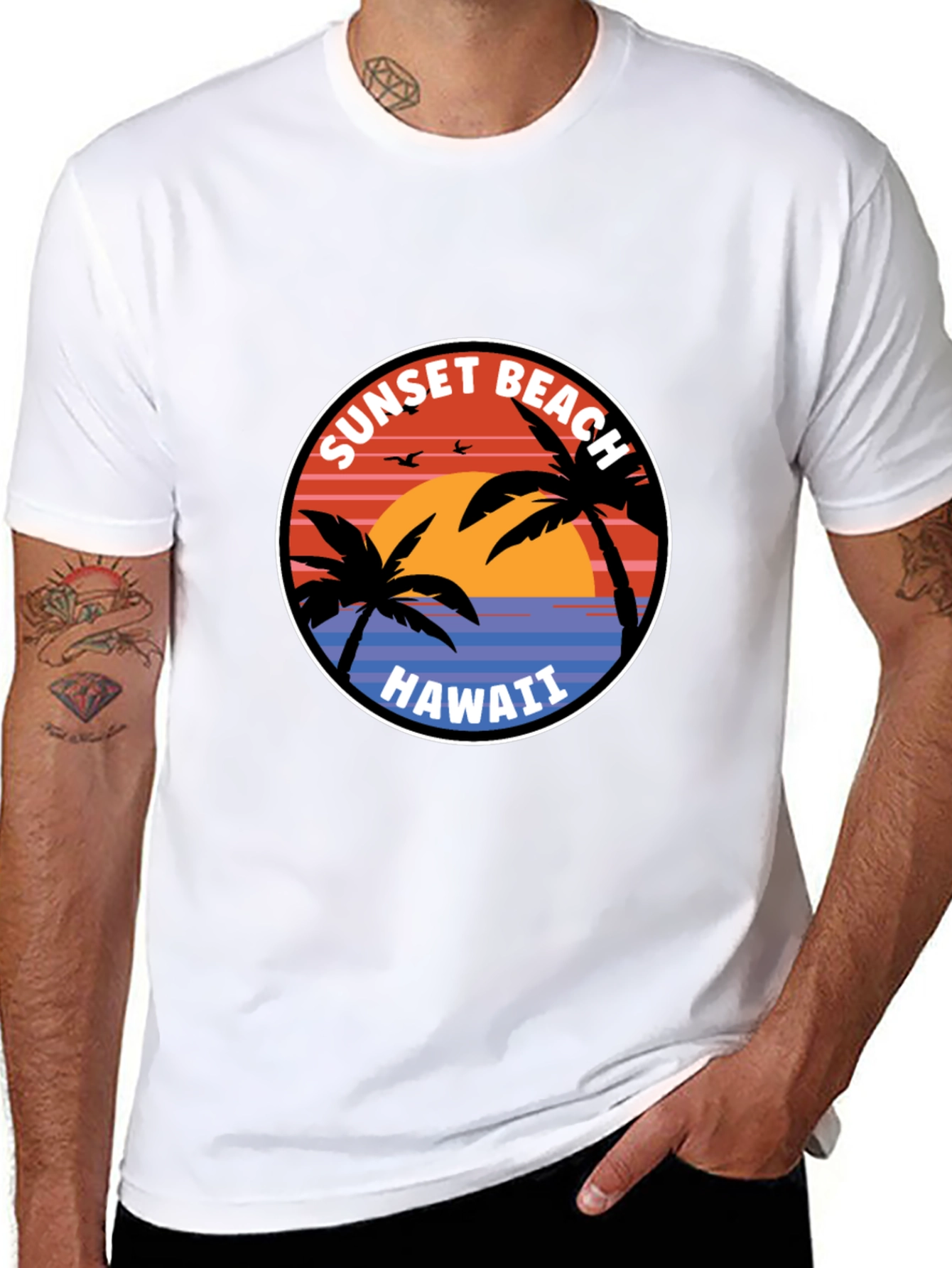 Black Sunset Beach Hawaii T-Shirt view 8
