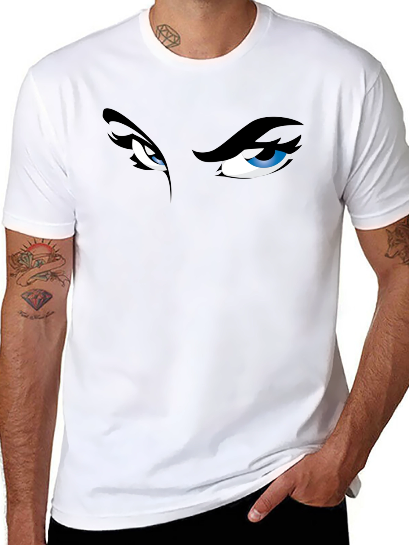 Black Intense Eyes Graphic Tee - Men's Black T-Shirt view 8