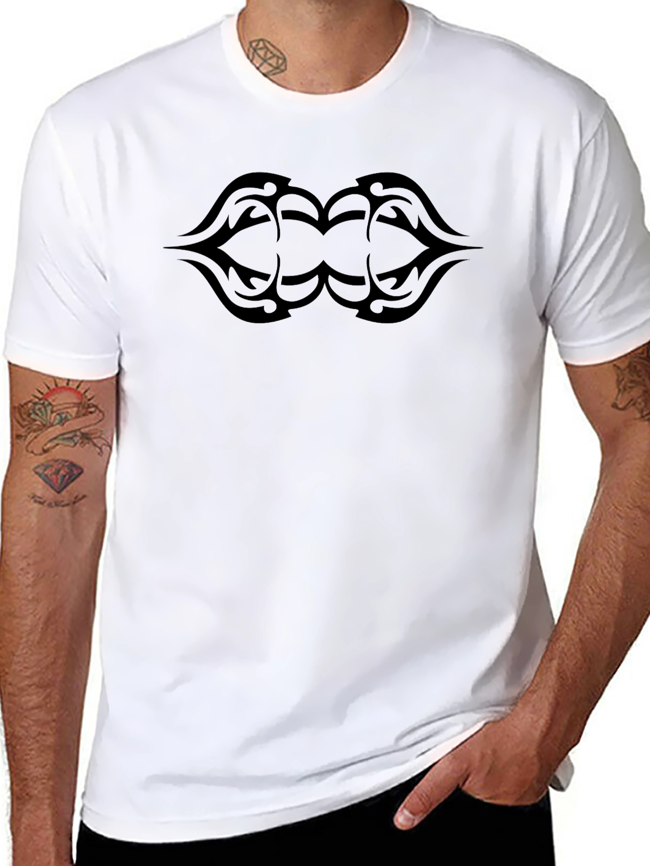 Tribal Tattoo Graphic Black T-Shirt - 8