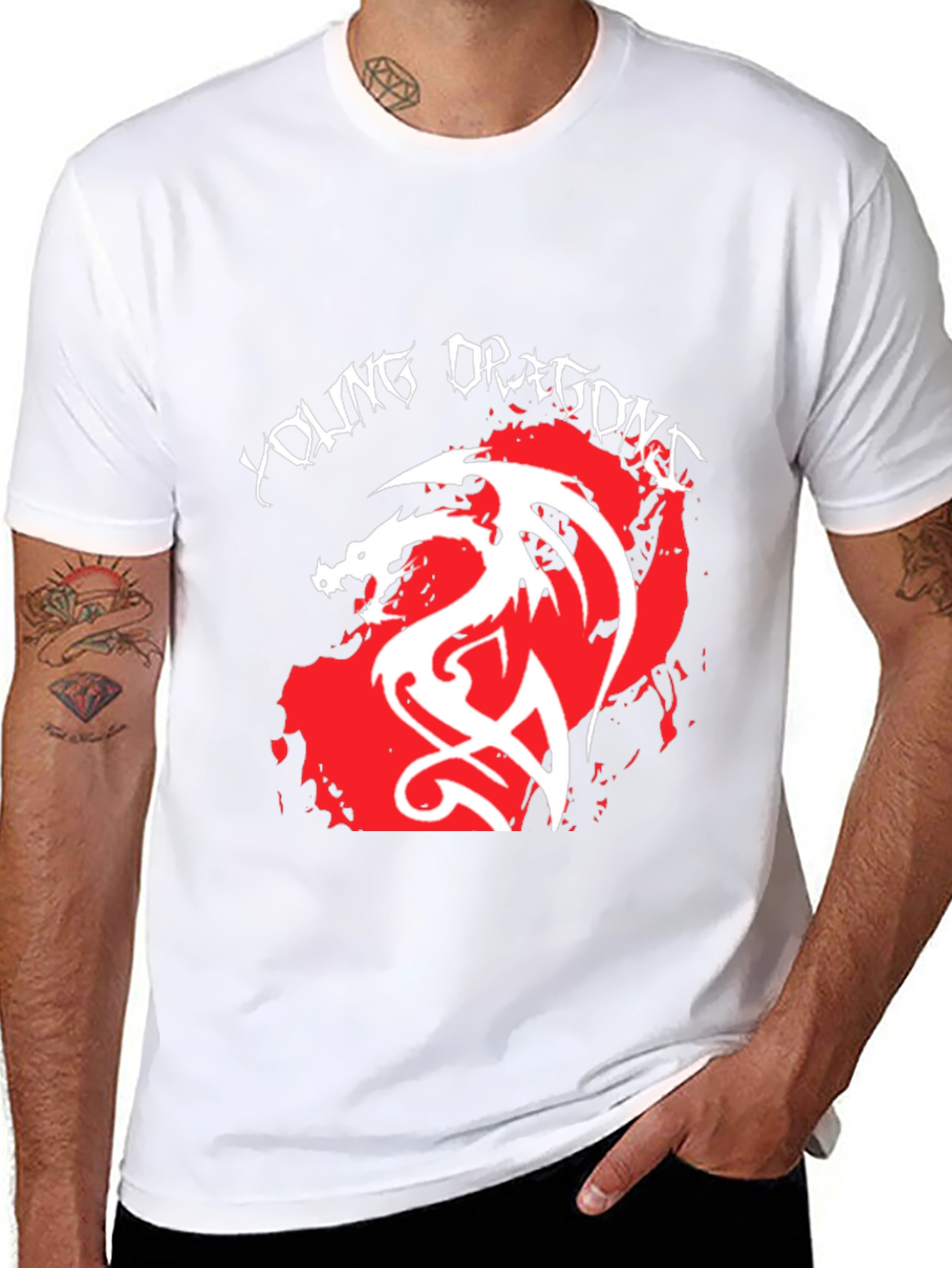 Black Young Dragons Graphic Tee - Black Cotton Blend T-Shirt view 8