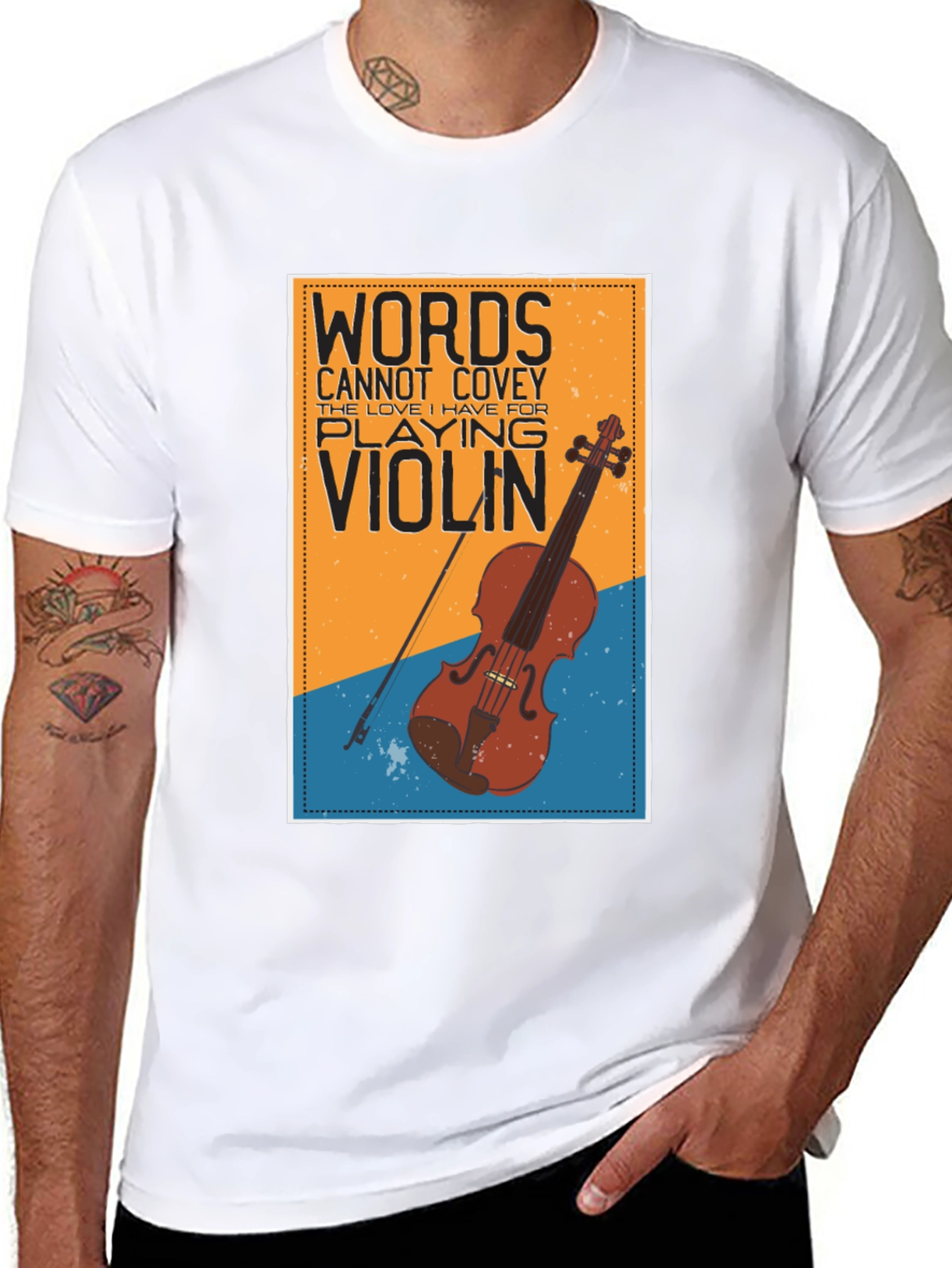 Black Words Cannot Covey Violin T-Shirt view 8