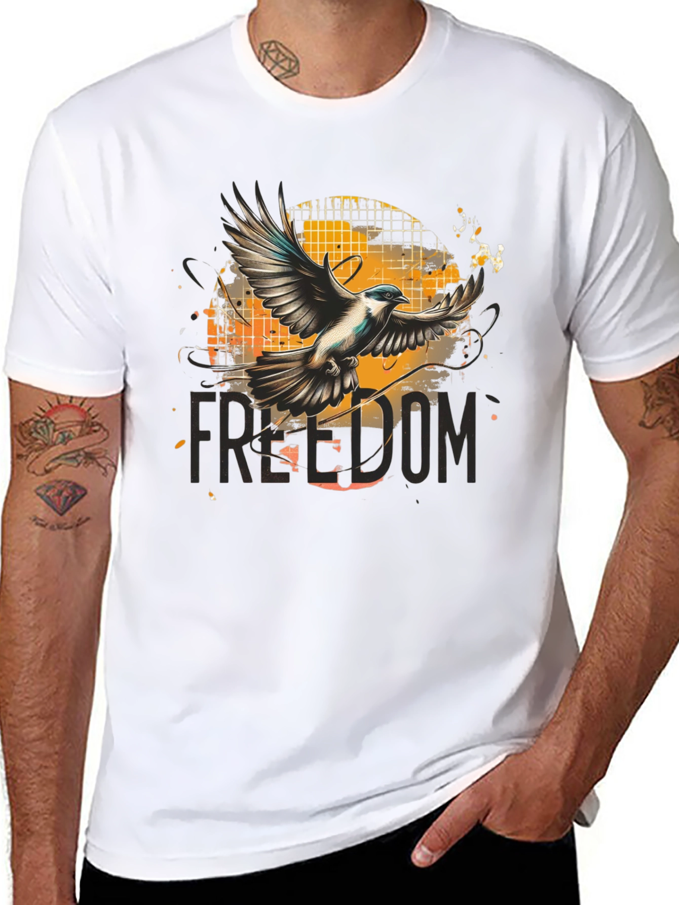Black Freedom Bird Graphic T-Shirt view 8