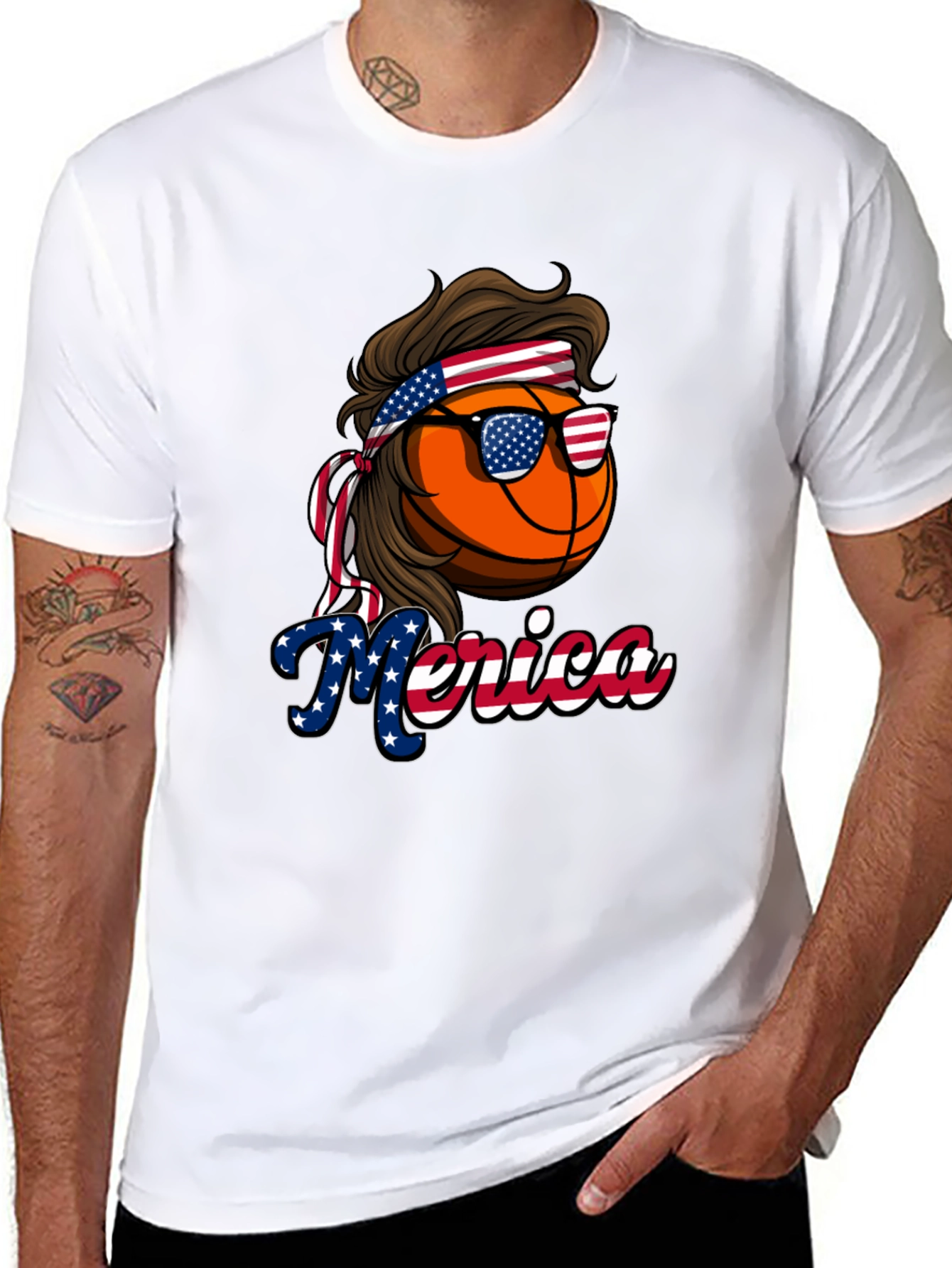 Black Basketball Merica T-Shirt, Patriotic Tee view 8