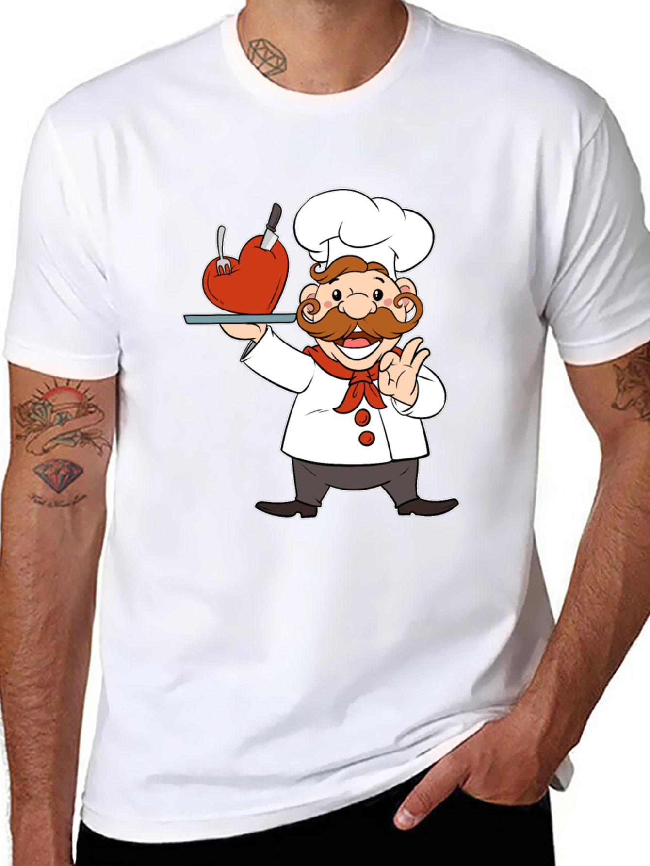 Black Chef with Heart T-Shirt view 8