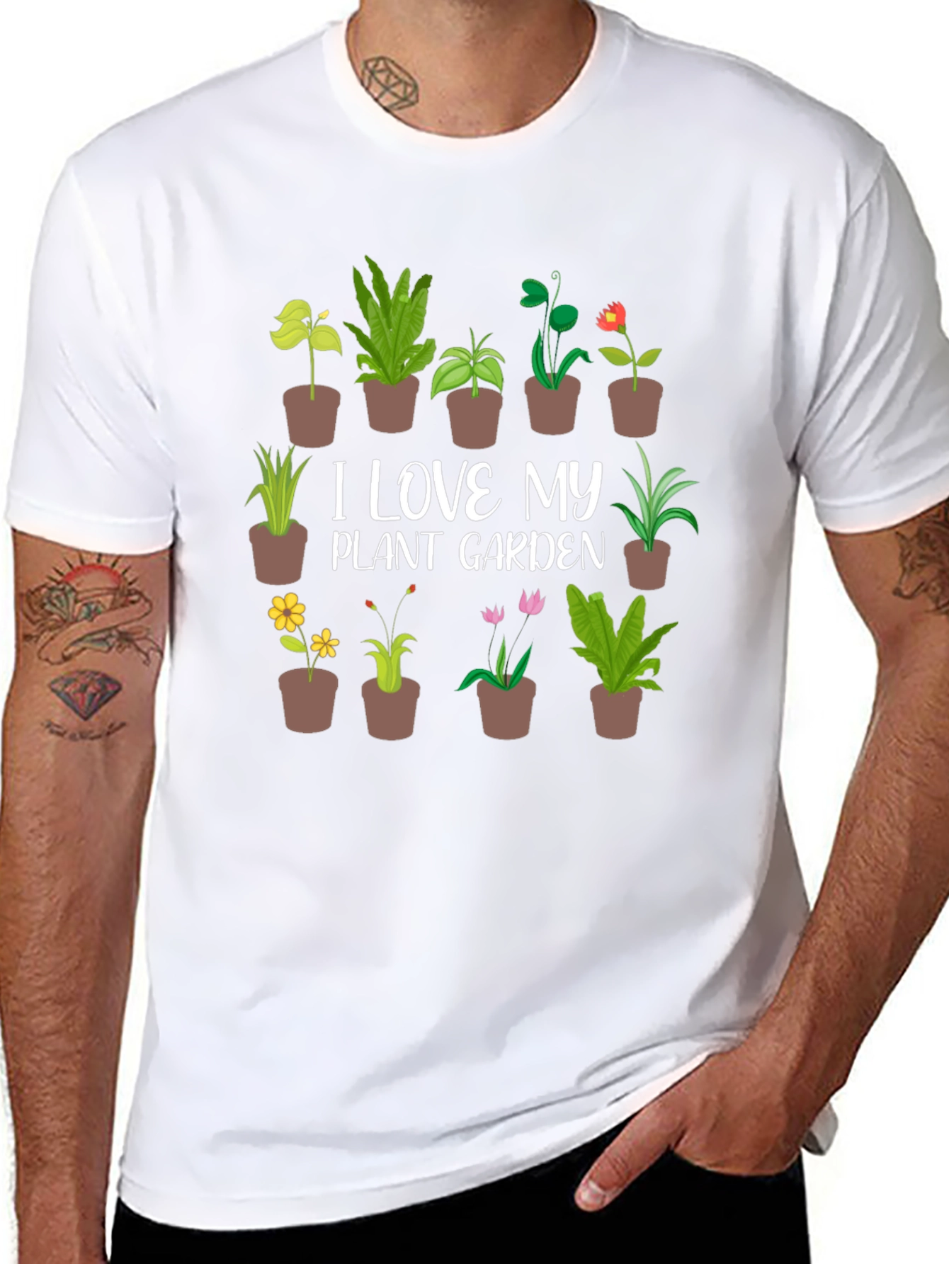 Black Plant Garden T-Shirt - I Love My Plant Garden Tee view 8