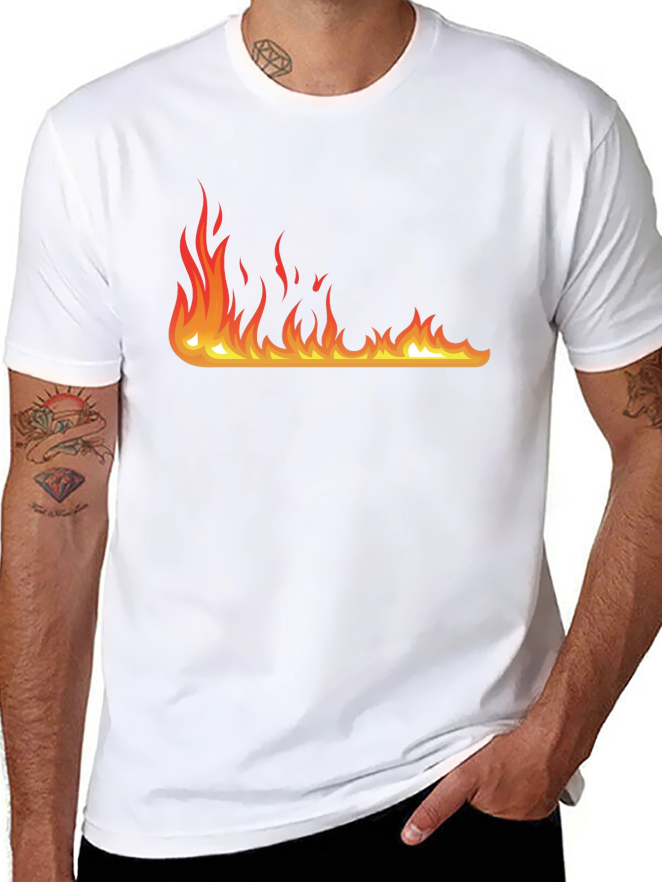 Black Fire Graphic Black T-Shirt - Bold Design, Casual Wear view 8