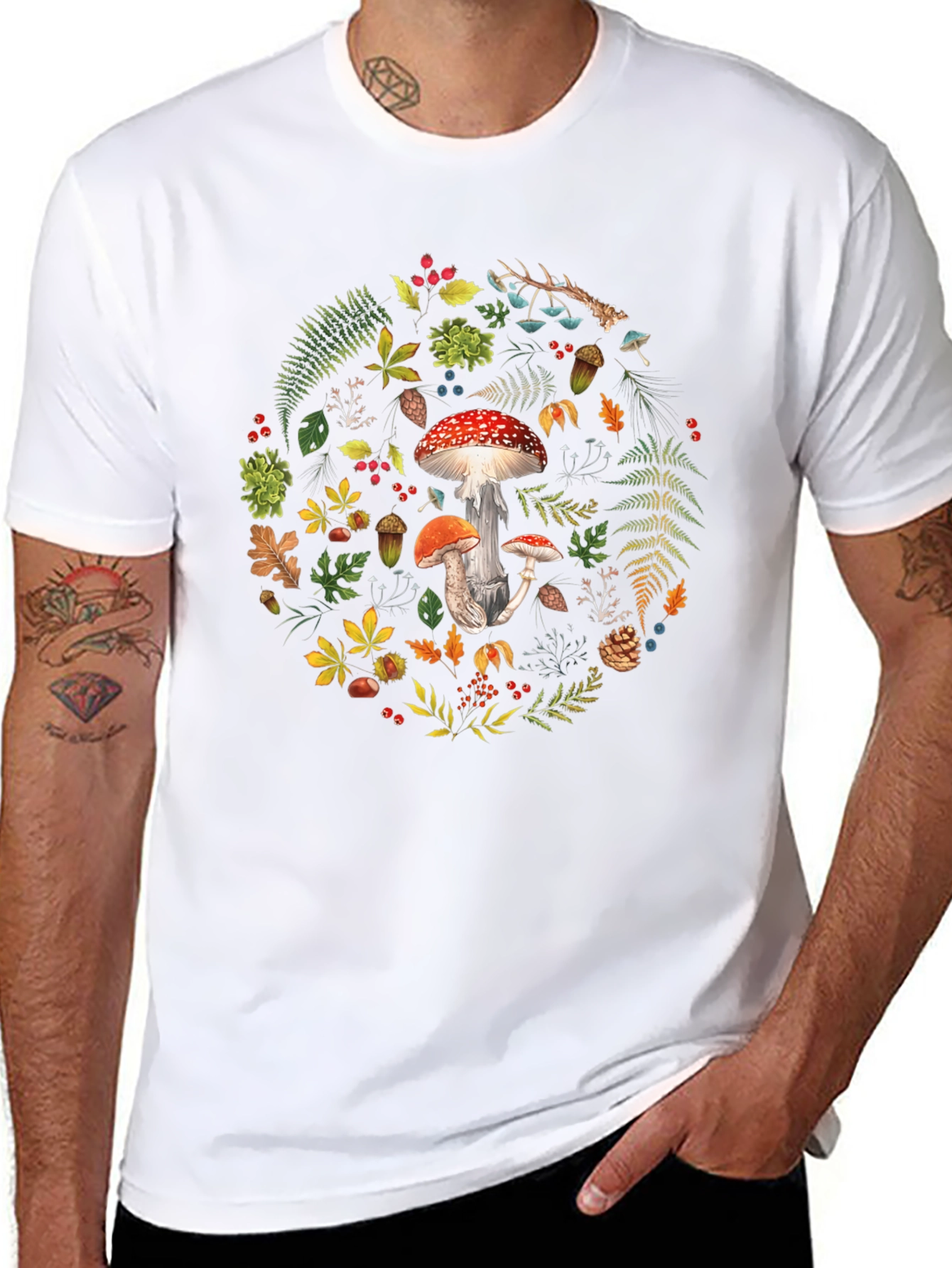 Mushroom Forest Print T-Shirt - Nature Inspired Graphic Tee - 8