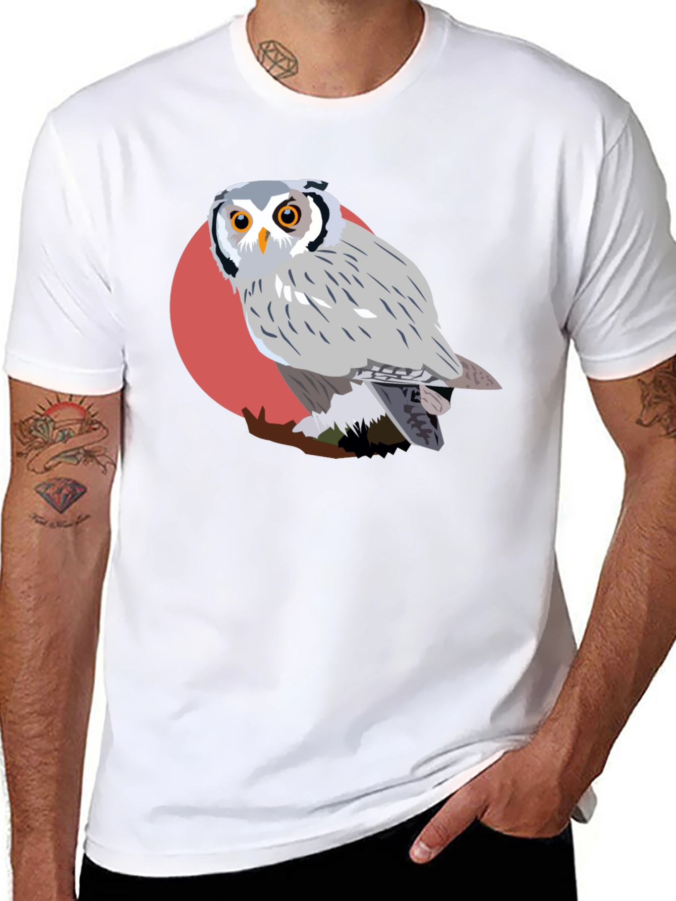 Black Owl Graphic Tee - Unique Bird Design view 8